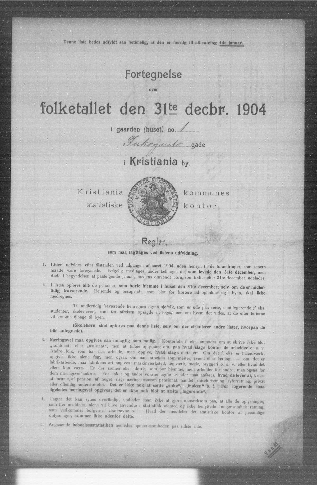 OBA, Kommunal folketelling 31.12.1904 for Kristiania kjøpstad, 1904, s. 8477