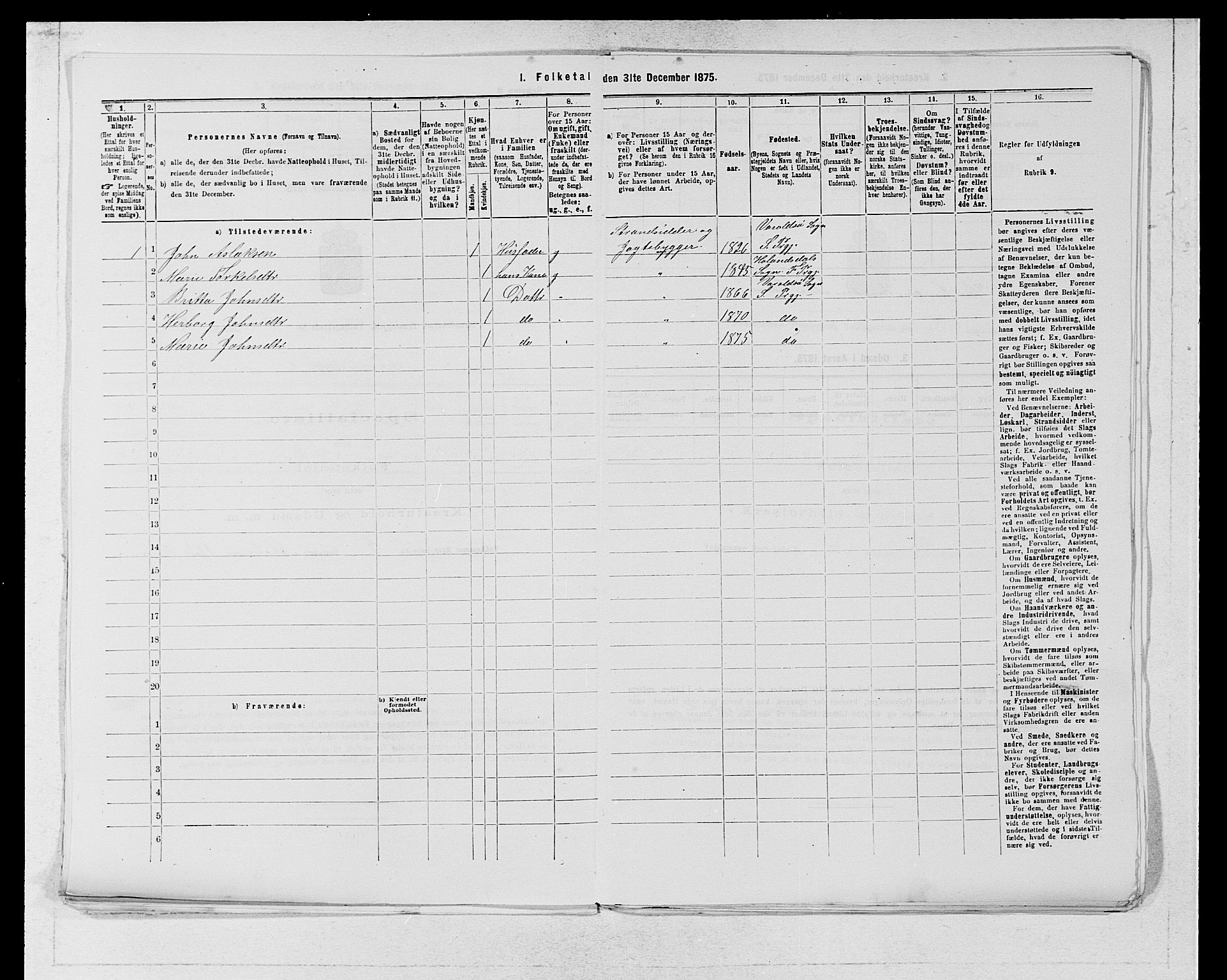 SAB, Folketelling 1875 for 1226P Strandebarm prestegjeld, 1875, s. 330