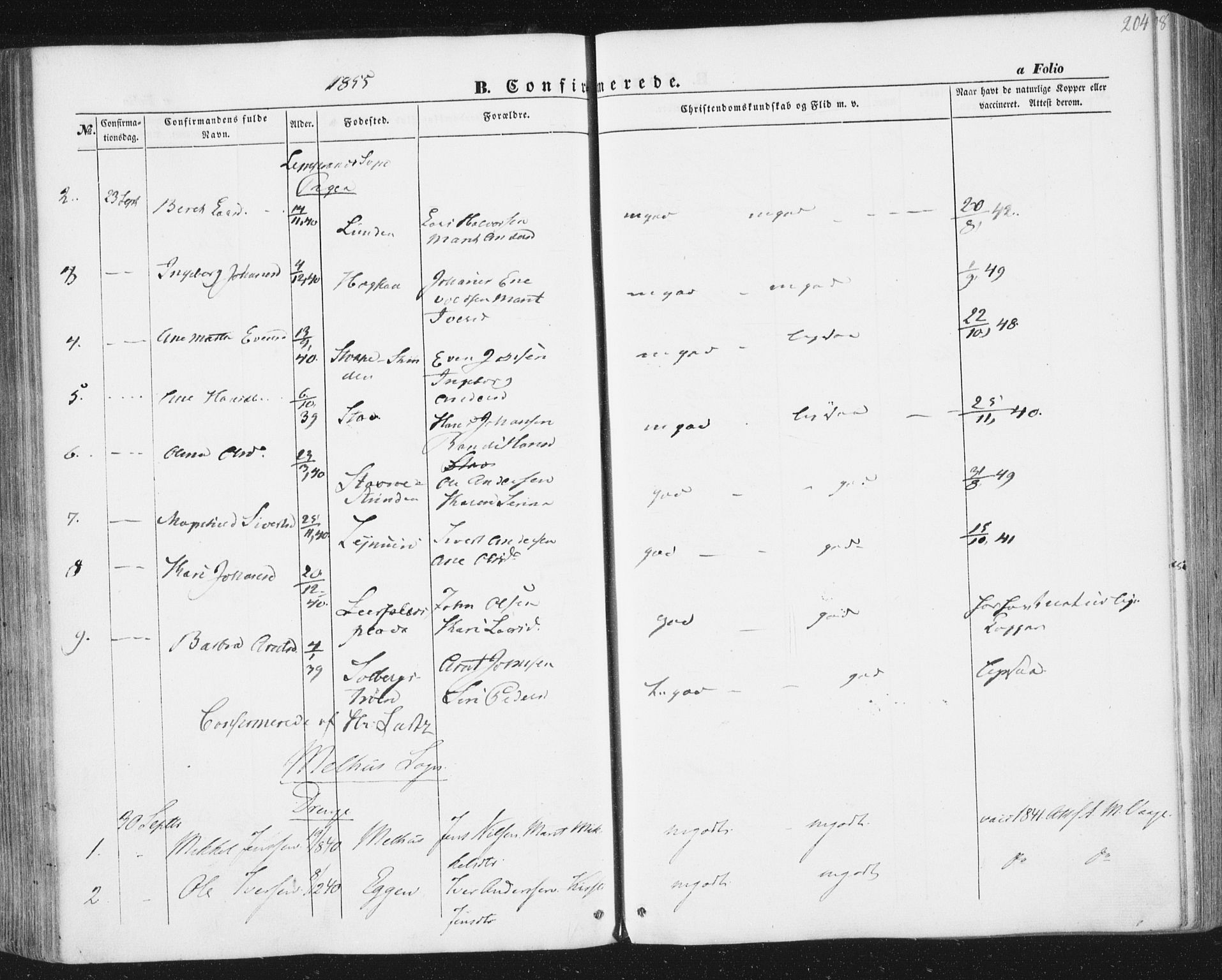 Ministerialprotokoller, klokkerbøker og fødselsregistre - Sør-Trøndelag, SAT/A-1456/691/L1076: Ministerialbok nr. 691A08, 1852-1861, s. 204