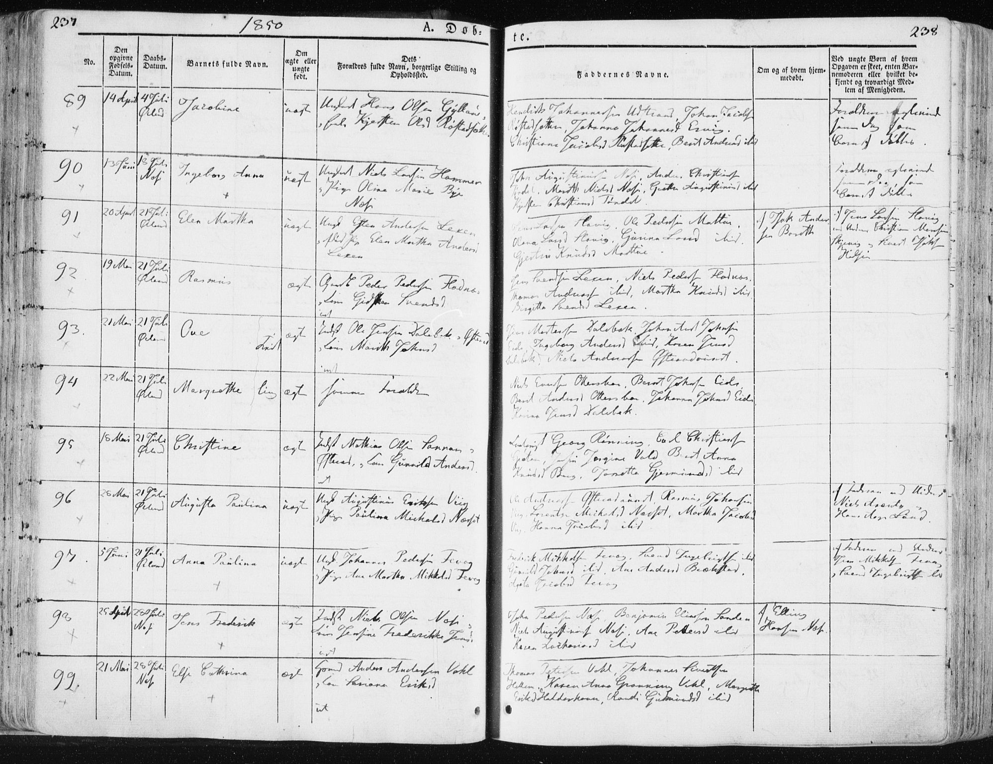 Ministerialprotokoller, klokkerbøker og fødselsregistre - Sør-Trøndelag, SAT/A-1456/659/L0736: Ministerialbok nr. 659A06, 1842-1856, s. 237-238