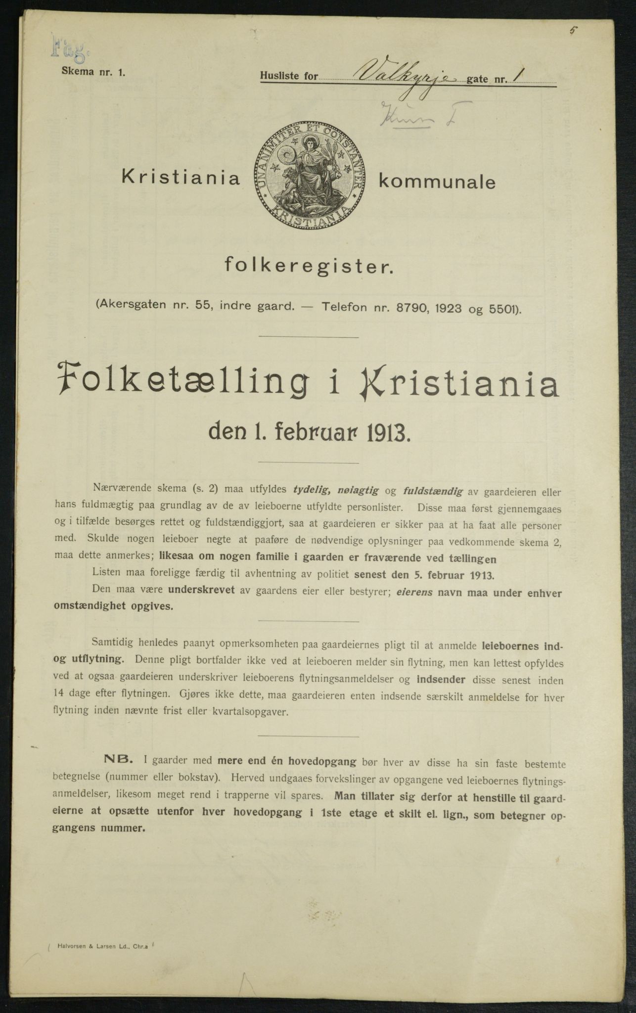 OBA, Kommunal folketelling 1.2.1913 for Kristiania, 1913, s. 121504