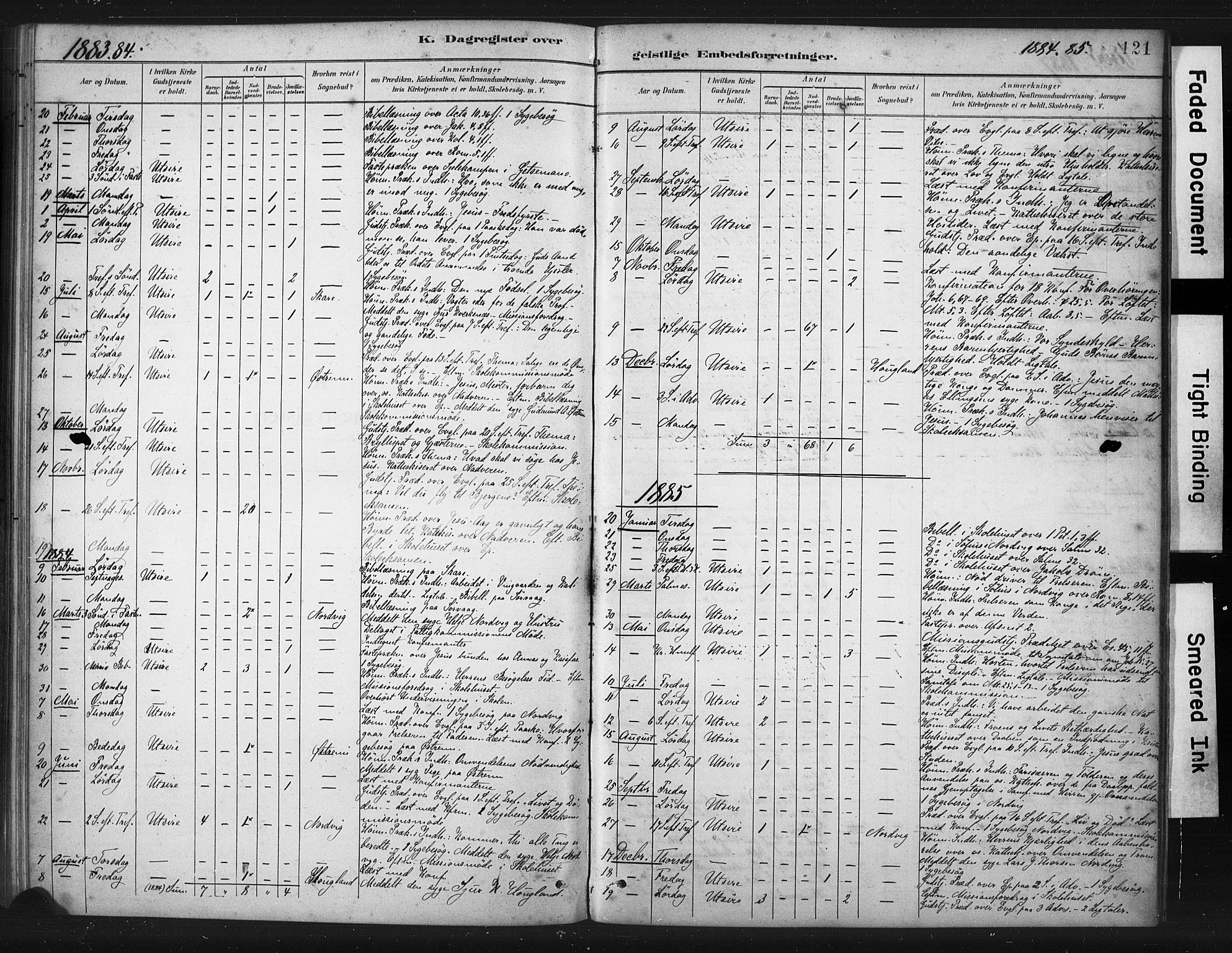 Torvastad sokneprestkontor, AV/SAST-A -101857/H/Ha/Haa/L0016: Ministerialbok nr. A 15, 1883-1903, s. 121