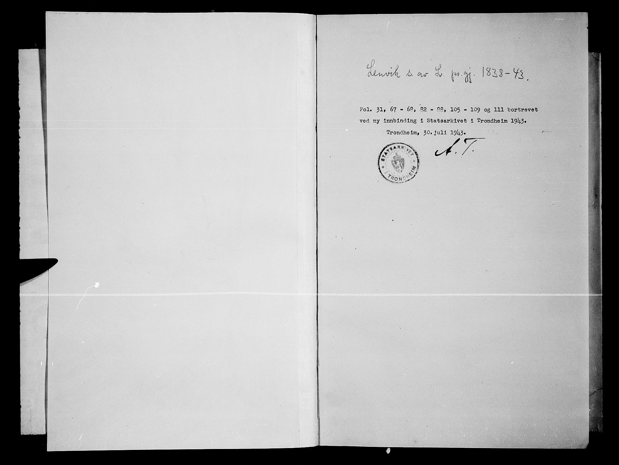 Lenvik sokneprestembete, AV/SATØ-S-1310/H/Ha/Hab/L0002klokker: Klokkerbok nr. 2, 1838-1843
