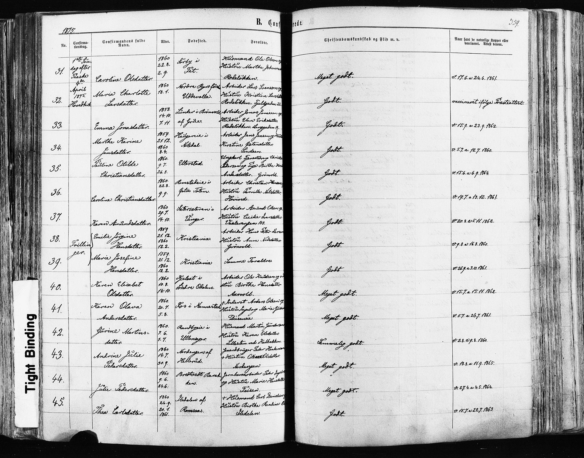 Østre Aker prestekontor Kirkebøker, SAO/A-10840/F/Fa/L0003: Ministerialbok nr. I 3, 1869-1875, s. 359
