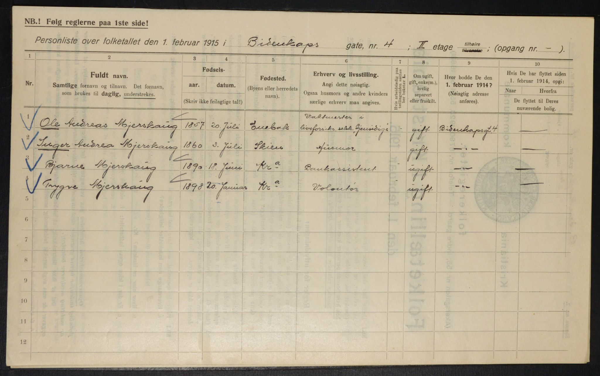 OBA, Kommunal folketelling 1.2.1915 for Kristiania, 1915, s. 4817