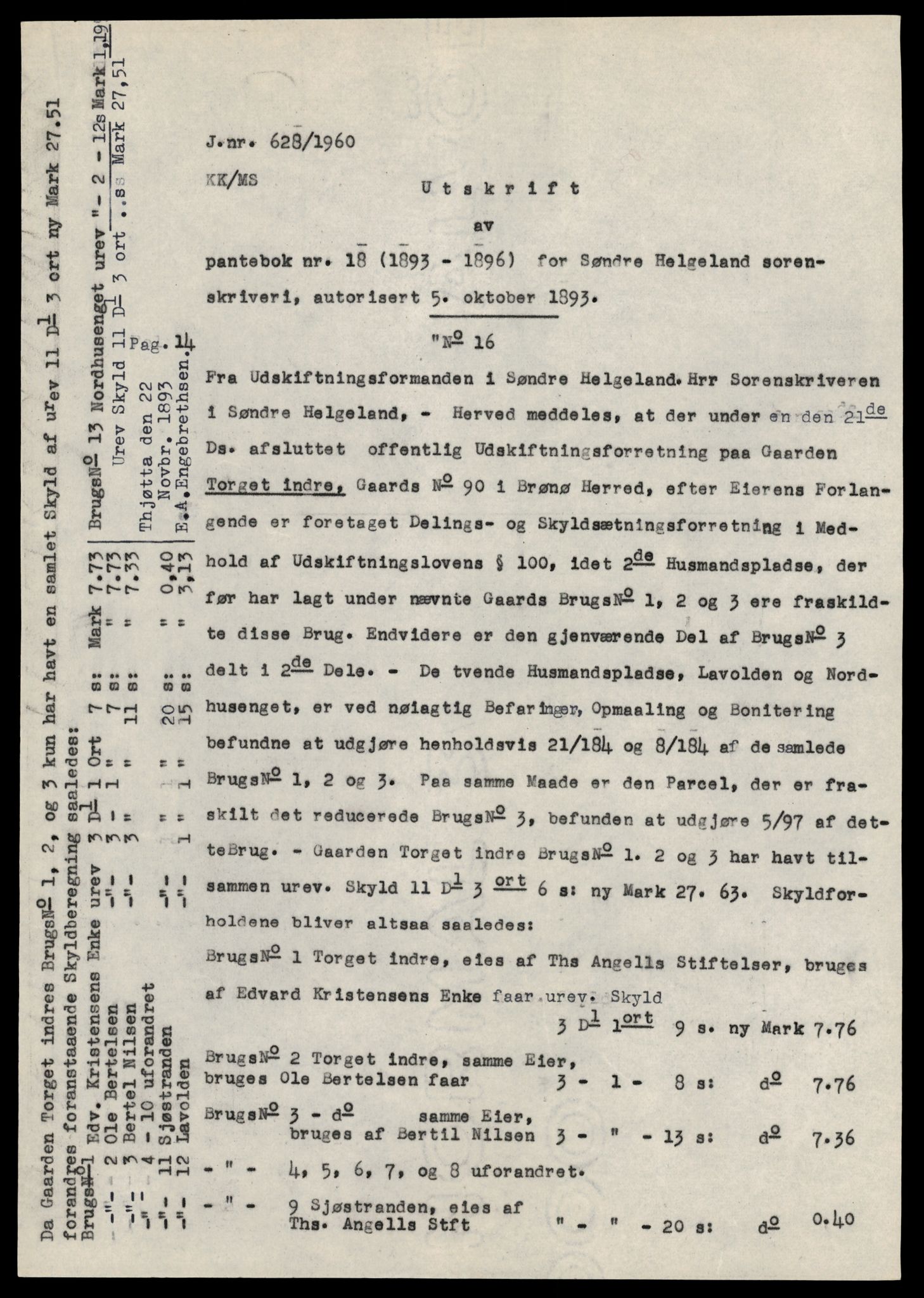 Statsarkivet i Trondheim, AV/SAT-A-4183/J/Jn/L0010: Pantebok 18 - 19, 1893-1899