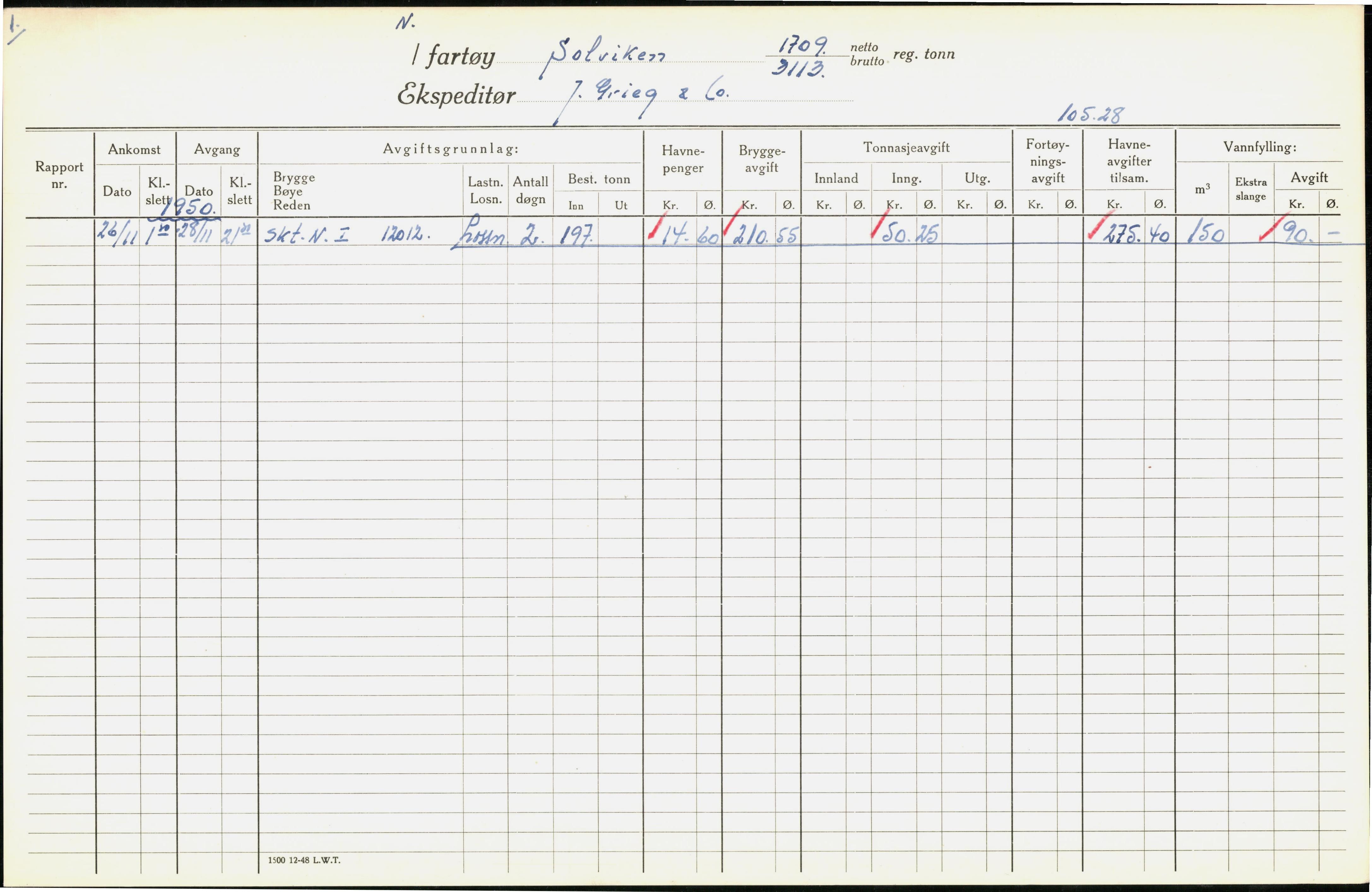 Bergen kommune. Havnekontor/havnefogd, BBA/A-0742/H/Ha/Hac/L0052: Skipsregister Solveig-Stavos, 1941-1975