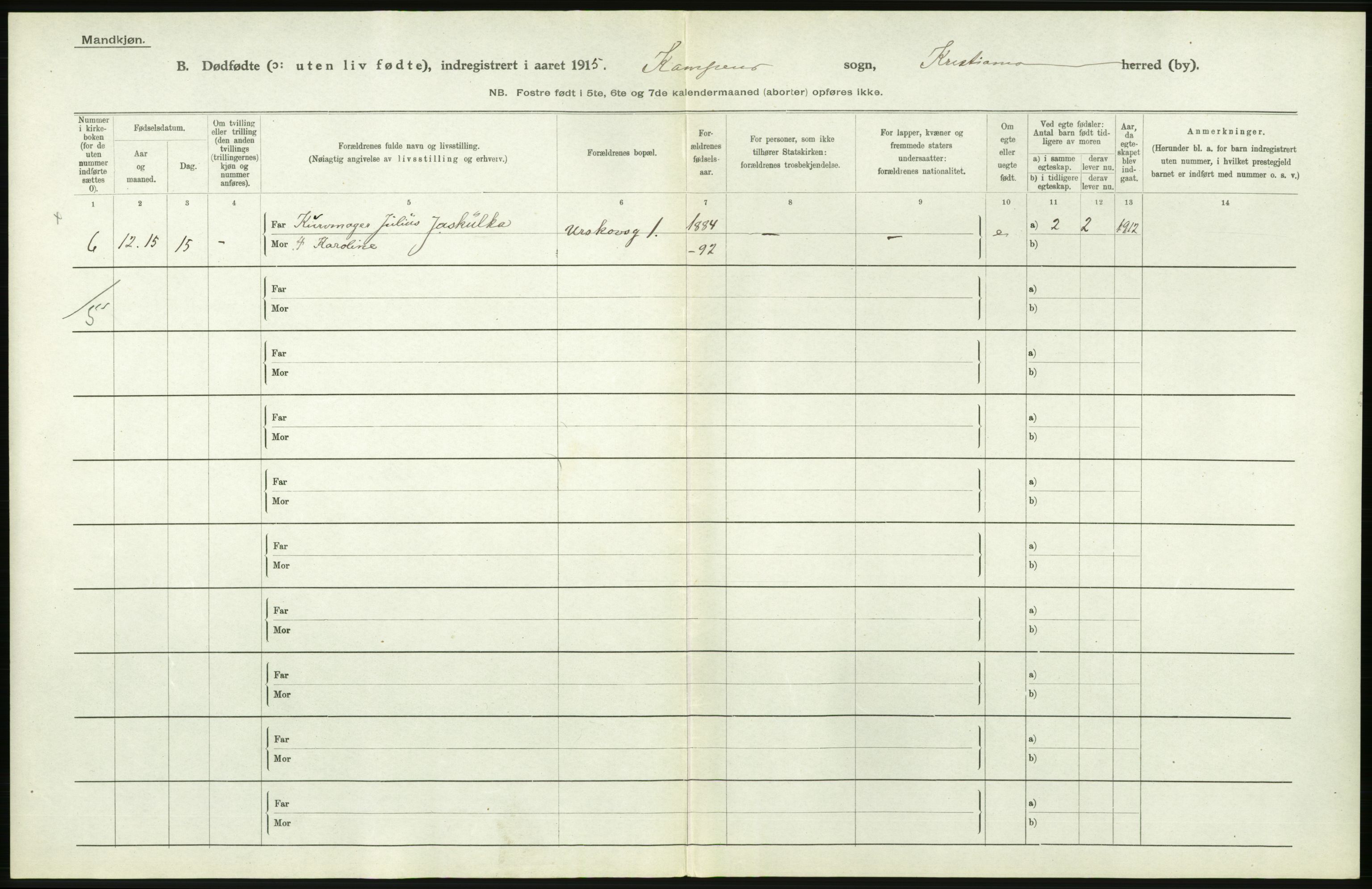 Statistisk sentralbyrå, Sosiodemografiske emner, Befolkning, AV/RA-S-2228/D/Df/Dfb/Dfbe/L0010: Kristiania: Døde, dødfødte., 1915, s. 462