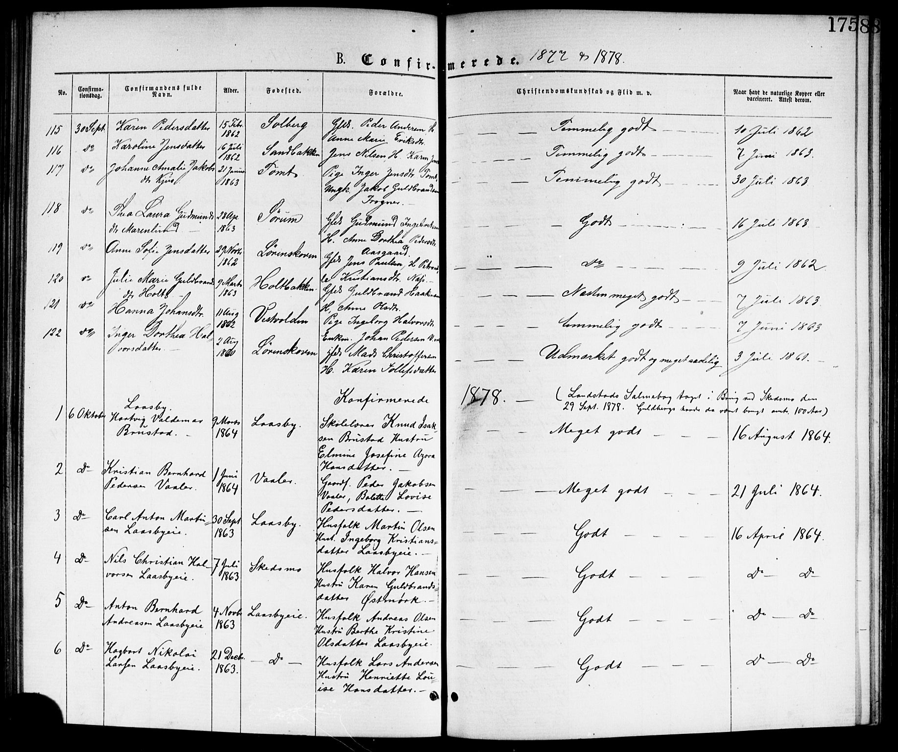 Skedsmo prestekontor Kirkebøker, AV/SAO-A-10033a/G/Ga/L0003: Klokkerbok nr. I 3, 1873-1882, s. 175