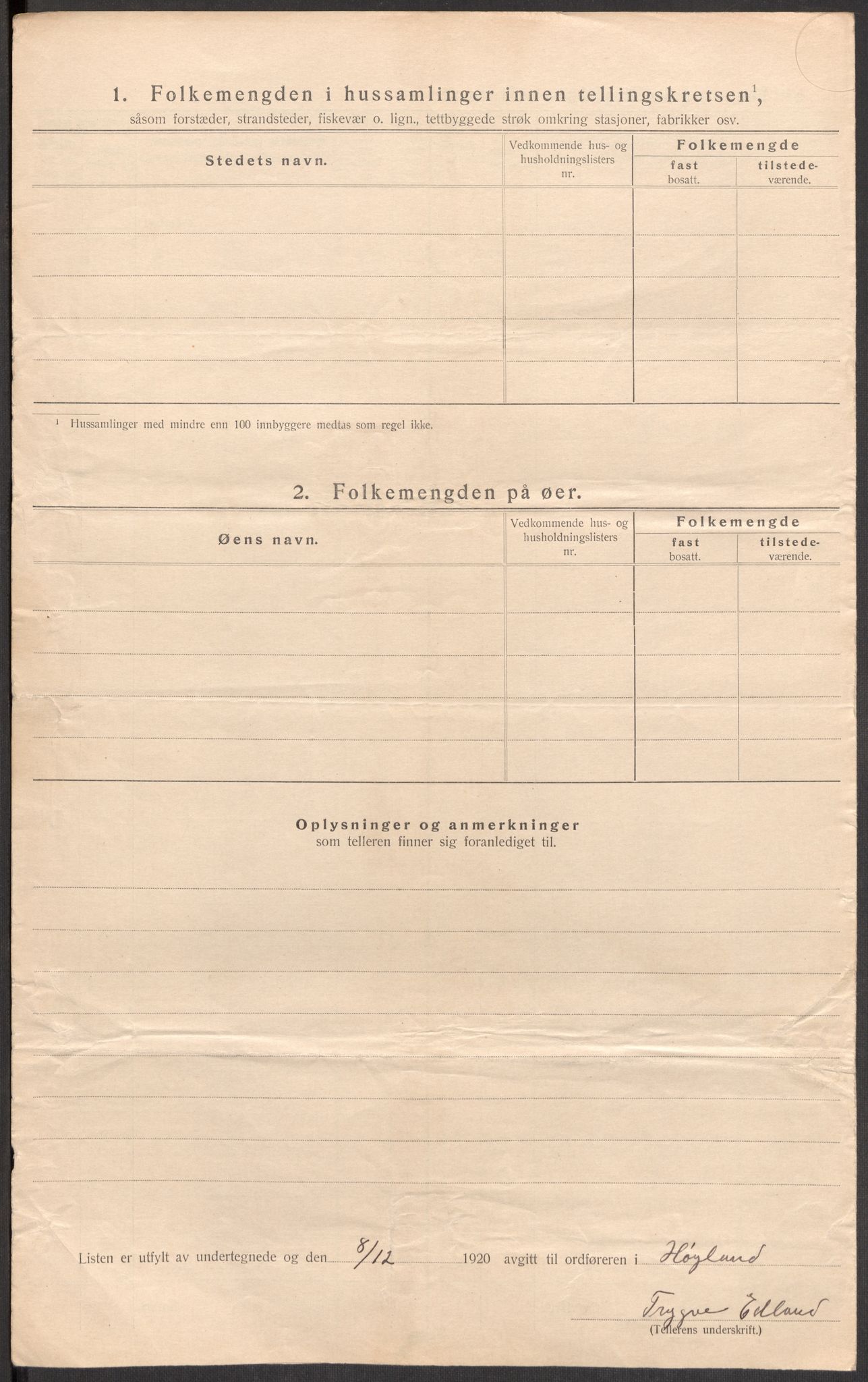 SAST, Folketelling 1920 for 1123 Høyland herred, 1920, s. 44