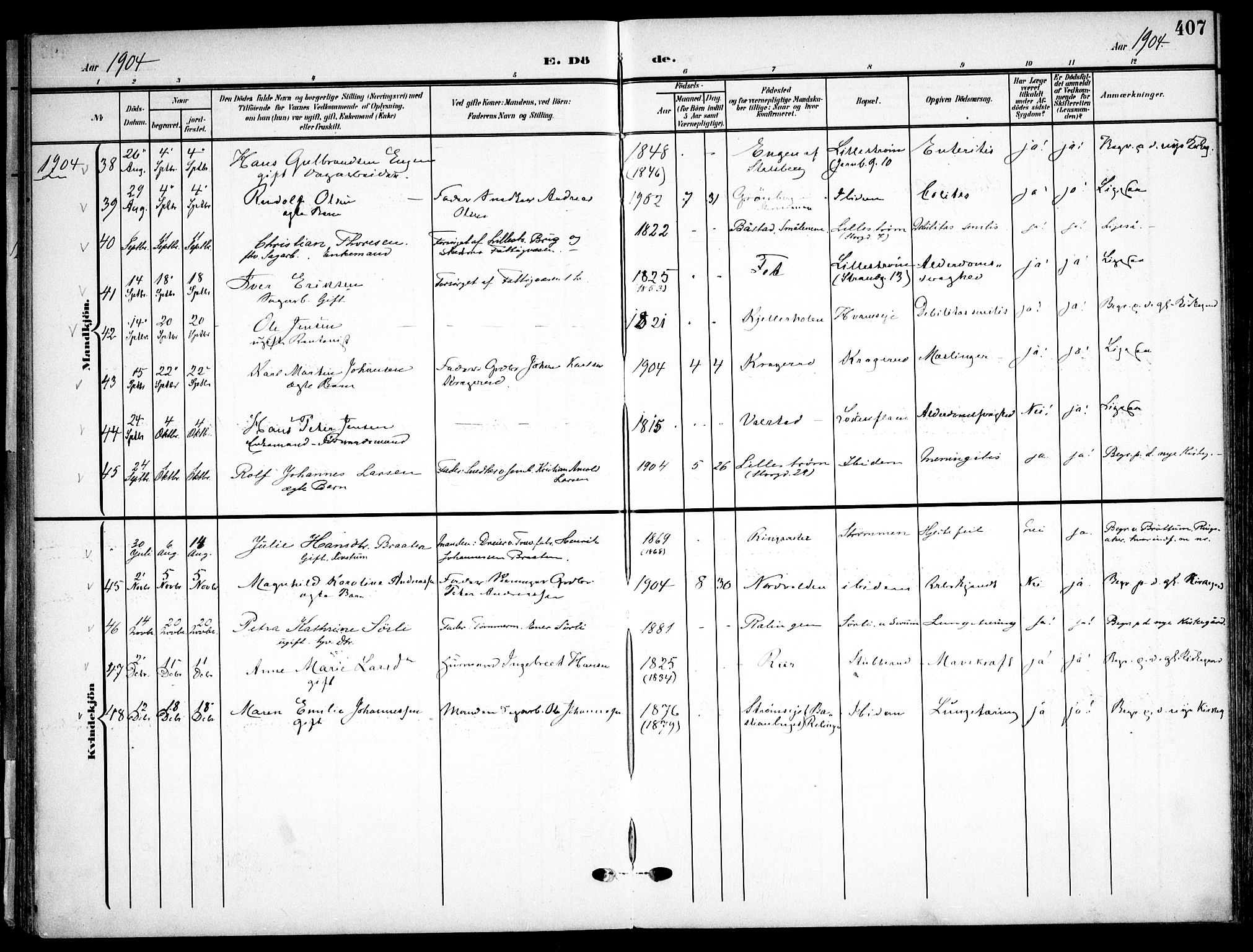 Skedsmo prestekontor Kirkebøker, AV/SAO-A-10033a/F/Fa/L0015: Ministerialbok nr. I 15, 1902-1917, s. 407