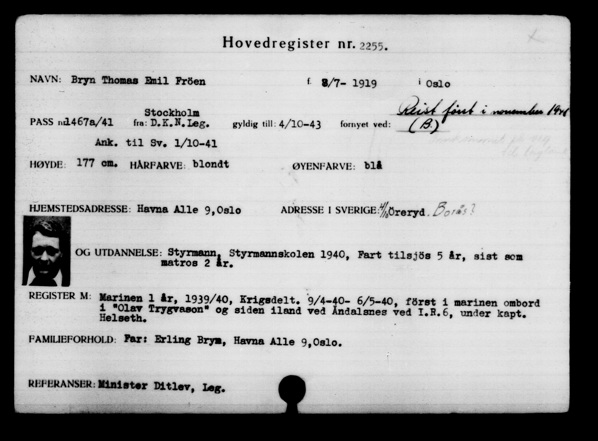 Utenriksstasjonene, Legasjonen i Stockholm, Flyktningkontoret, AV/RA-S-6753/V/Va/L0003: Kjesäterkartoteket, flyktninger med registreringsnr. 2001-3495, 1940-1945, s. 356