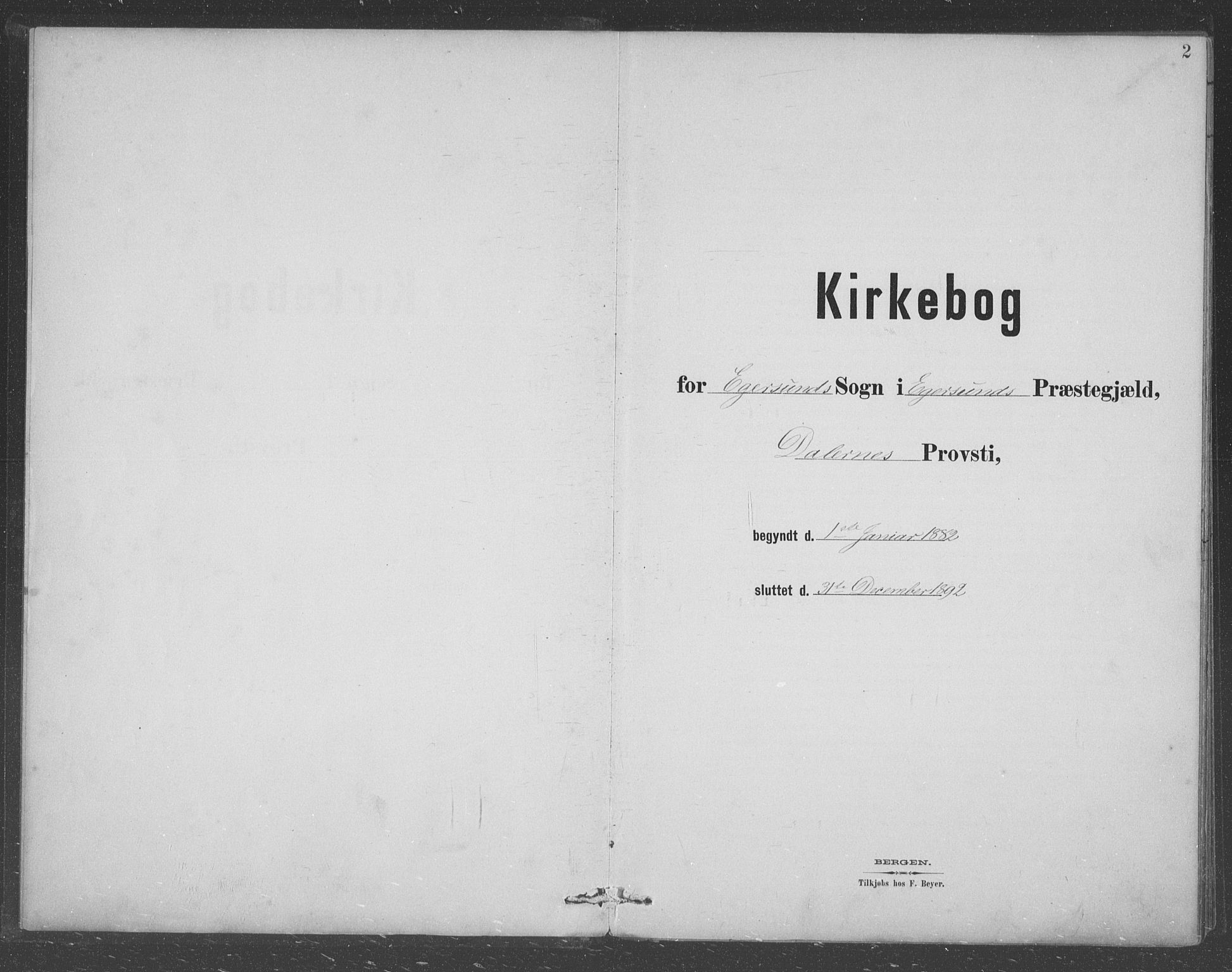 Eigersund sokneprestkontor, SAST/A-101807/S09/L0008: Klokkerbok nr. B 8, 1882-1892, s. 2