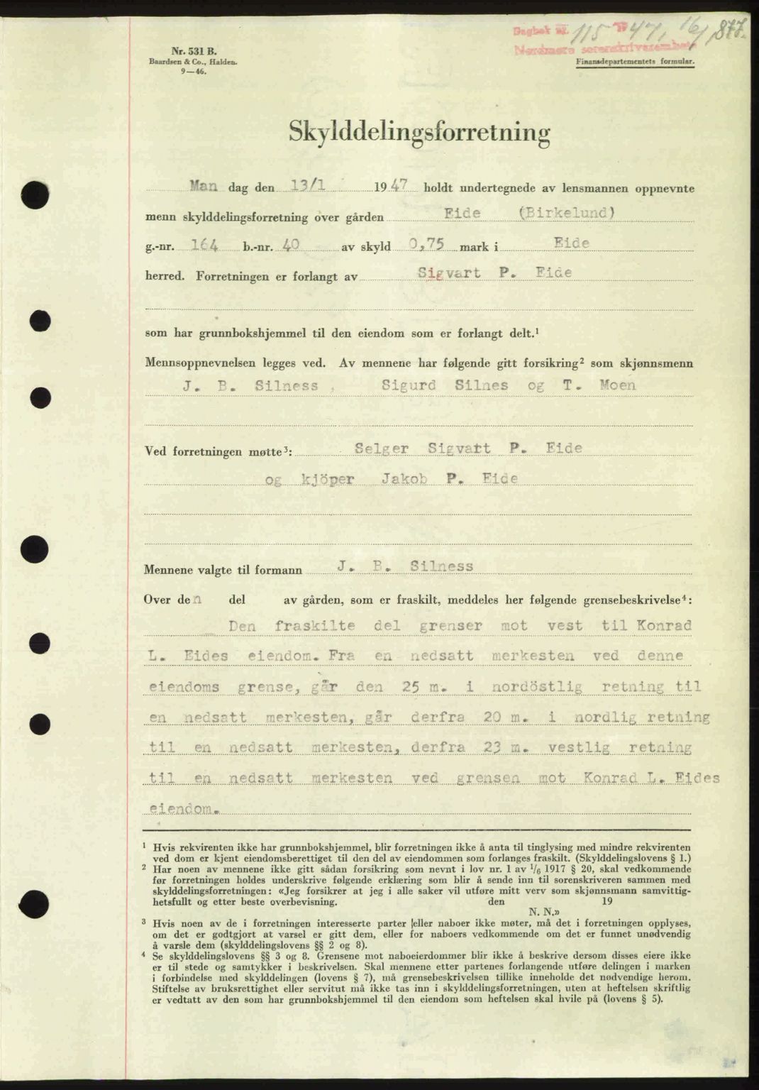 Nordmøre sorenskriveri, SAT/A-4132/1/2/2Ca: Pantebok nr. A103, 1946-1947, Dagboknr: 115/1947