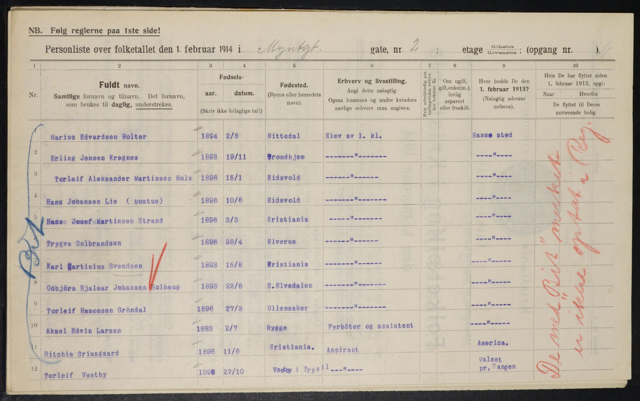 OBA, Kommunal folketelling 1.2.1914 for Kristiania, 1914, s. 68334