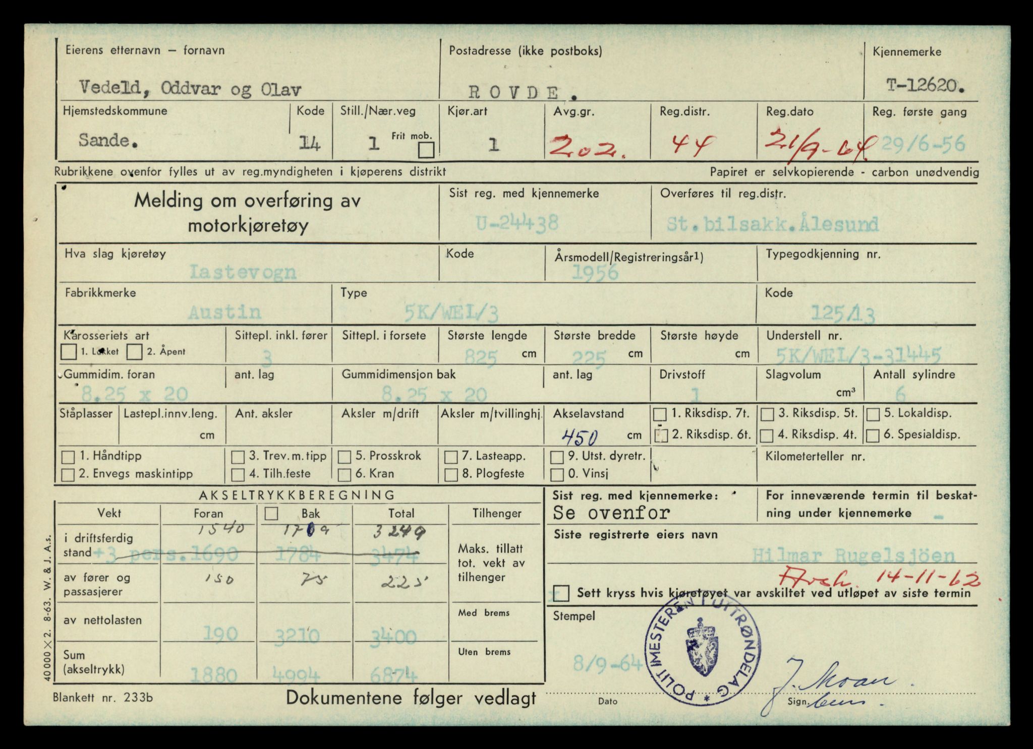 Møre og Romsdal vegkontor - Ålesund trafikkstasjon, AV/SAT-A-4099/F/Fe/L0034: Registreringskort for kjøretøy T 12500 - T 12652, 1927-1998, s. 2330