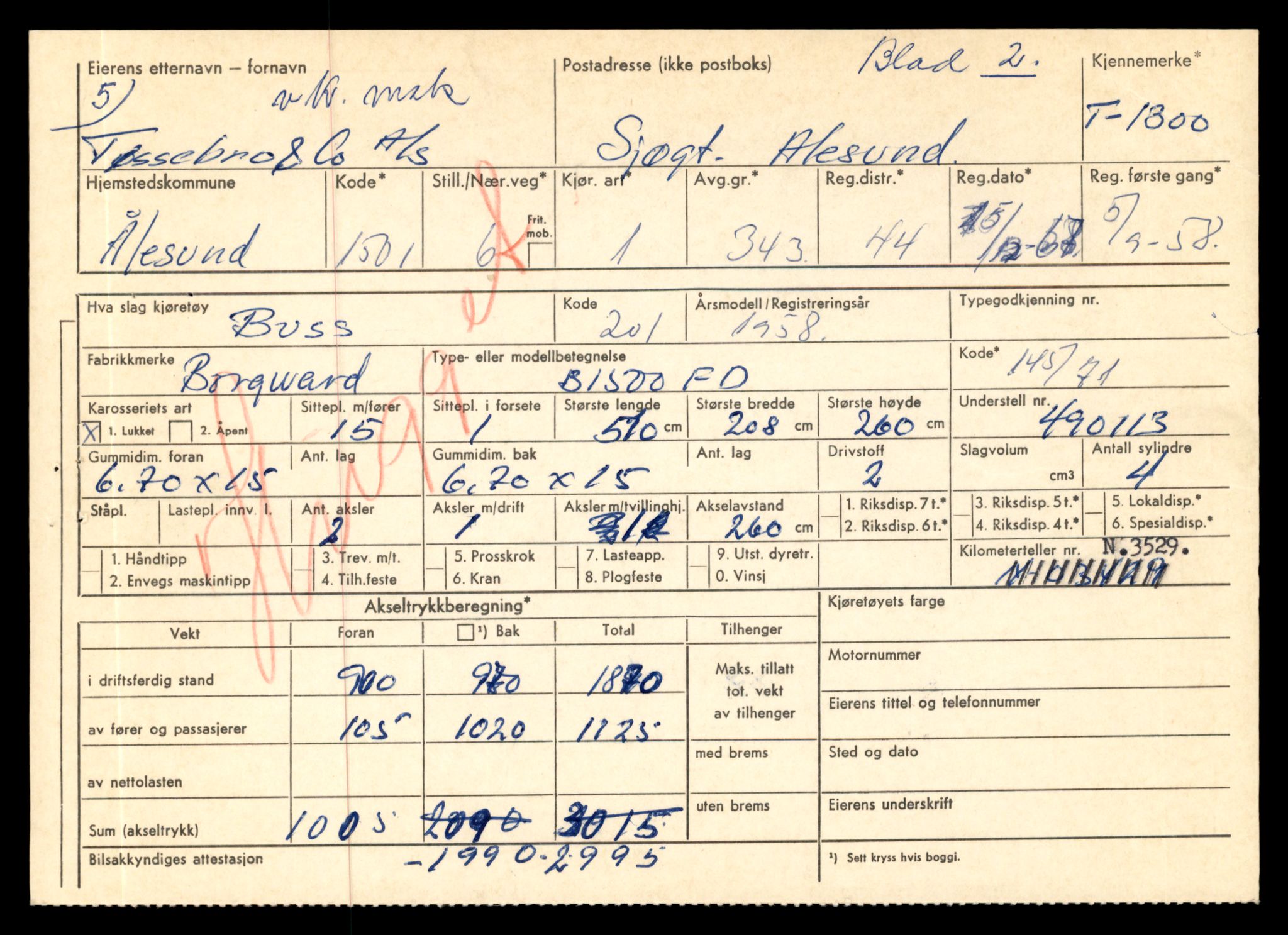 Møre og Romsdal vegkontor - Ålesund trafikkstasjon, SAT/A-4099/F/Fe/L0012: Registreringskort for kjøretøy T 1290 - T 1450, 1927-1998, s. 177