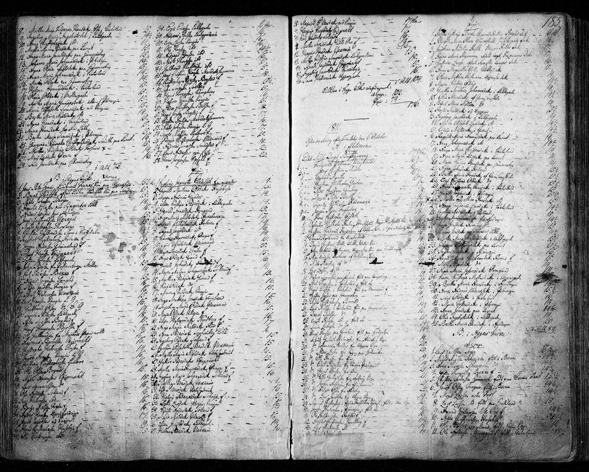 Aker prestekontor kirkebøker, SAO/A-10861/F/L0011: Ministerialbok nr. 11, 1810-1819, s. 183
