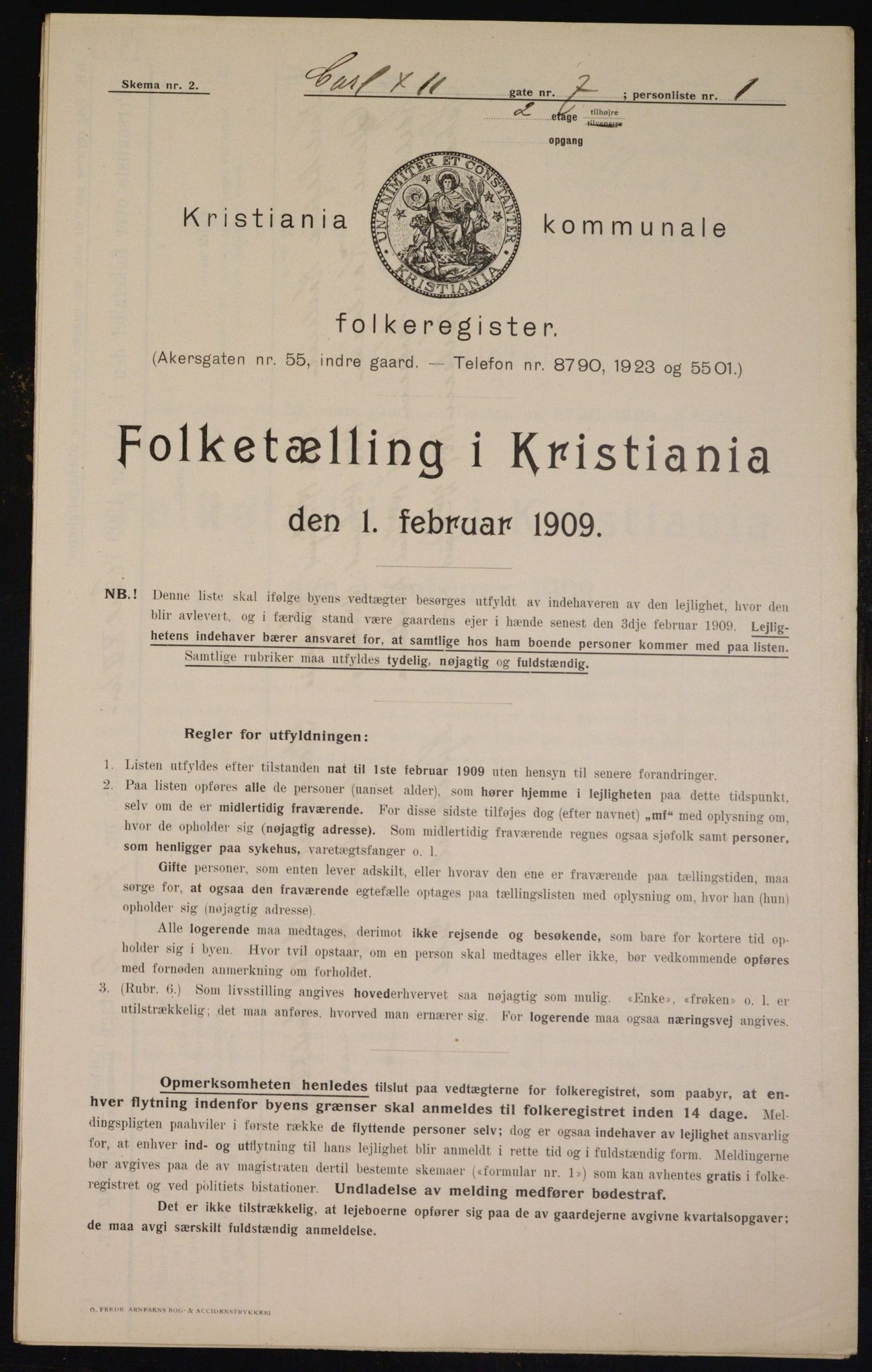 OBA, Kommunal folketelling 1.2.1909 for Kristiania kjøpstad, 1909, s. 44120