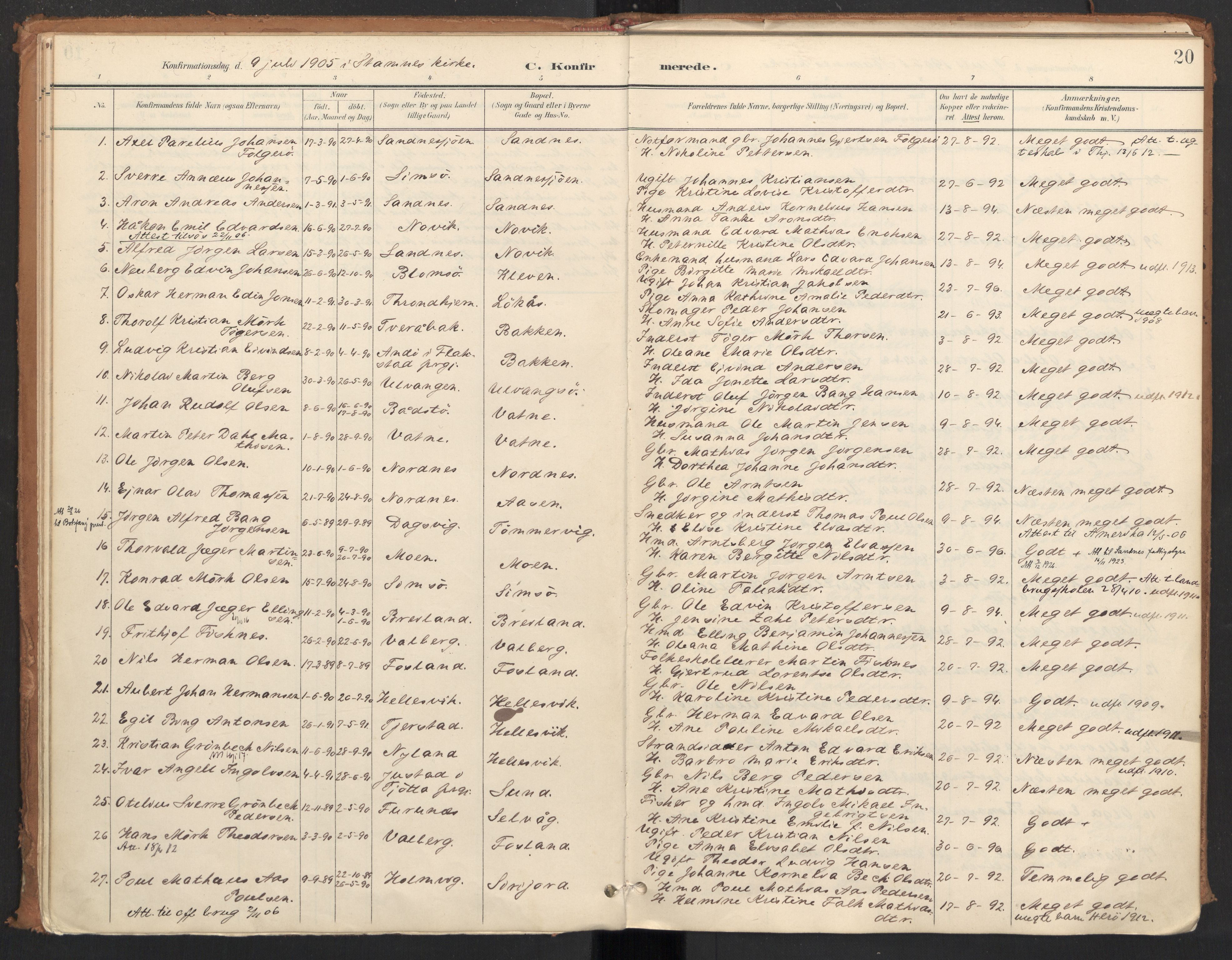 Ministerialprotokoller, klokkerbøker og fødselsregistre - Nordland, AV/SAT-A-1459/831/L0472: Ministerialbok nr. 831A03, 1897-1912, s. 20