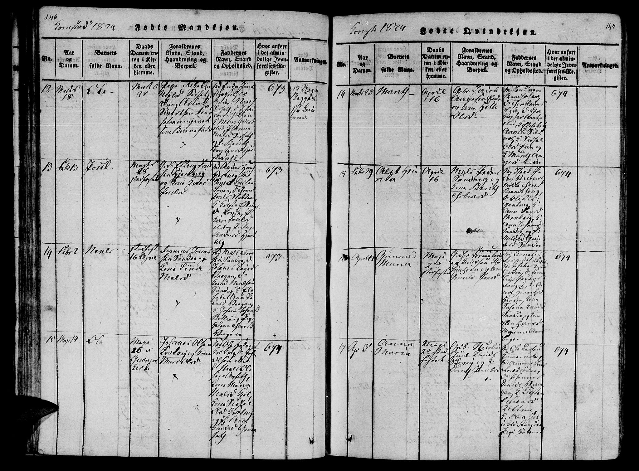 Ministerialprotokoller, klokkerbøker og fødselsregistre - Møre og Romsdal, AV/SAT-A-1454/568/L0800: Ministerialbok nr. 568A09 /3, 1820-1830, s. 146-147