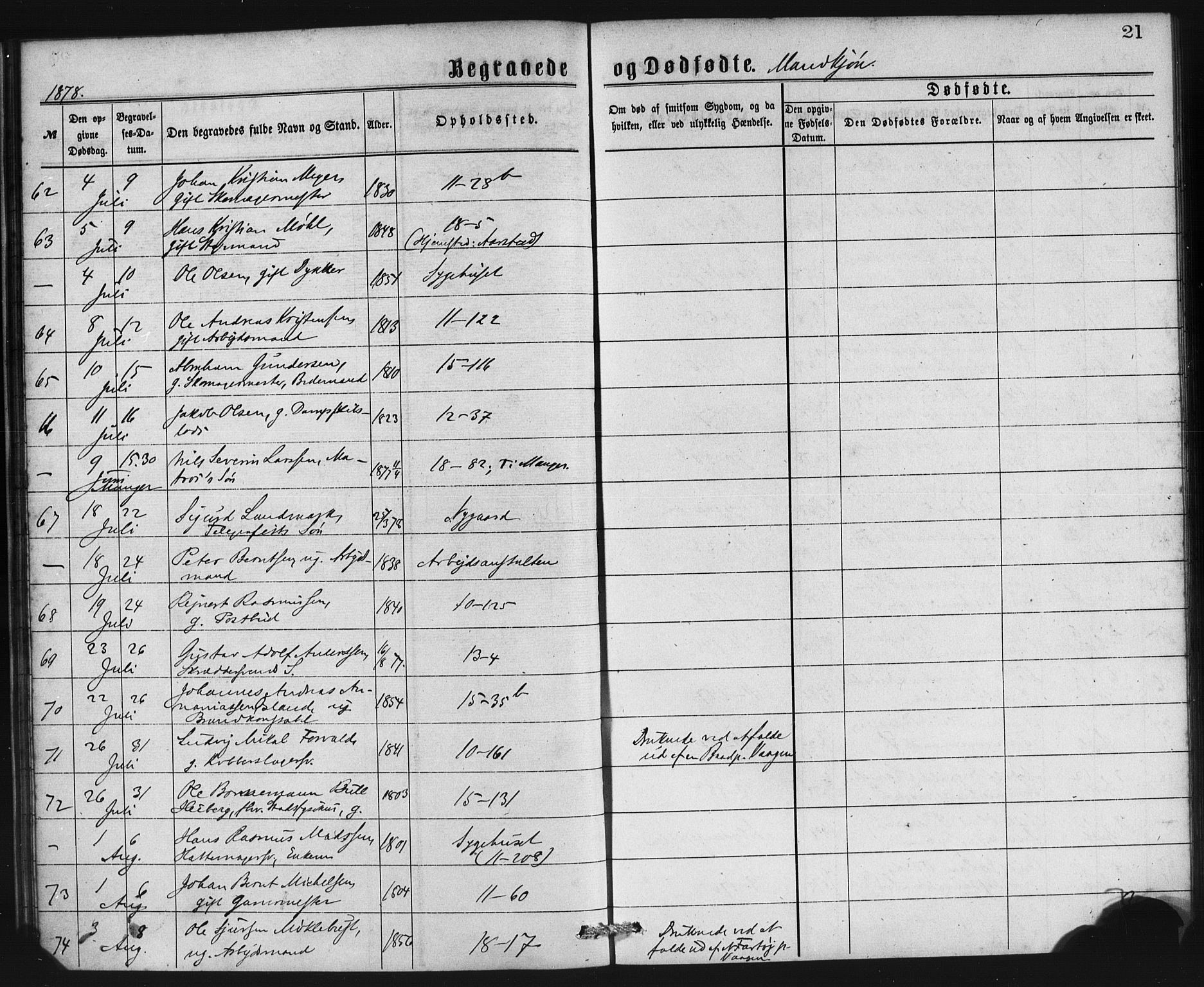Domkirken sokneprestembete, AV/SAB-A-74801/H/Haa: Ministerialbok nr. E 4, 1877-1881, s. 21