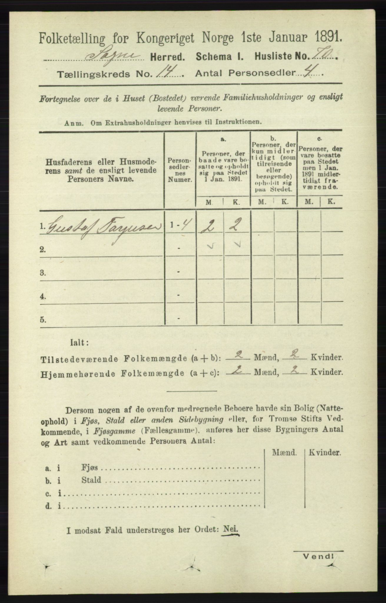 RA, Folketelling 1891 for 1018 Søgne herred, 1891, s. 3396