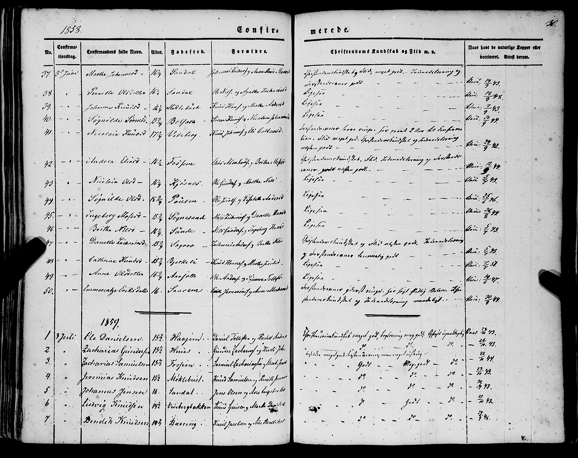 Jølster sokneprestembete, SAB/A-80701/H/Haa/Haaa/L0010: Ministerialbok nr. A 10, 1847-1865, s. 30