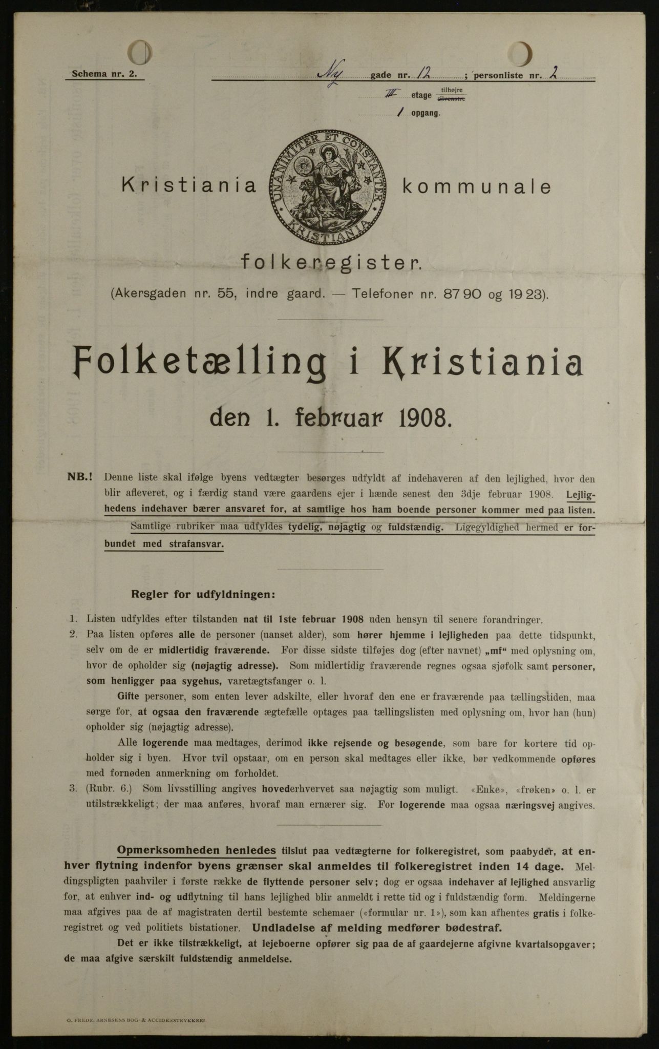 OBA, Kommunal folketelling 1.2.1908 for Kristiania kjøpstad, 1908, s. 66519