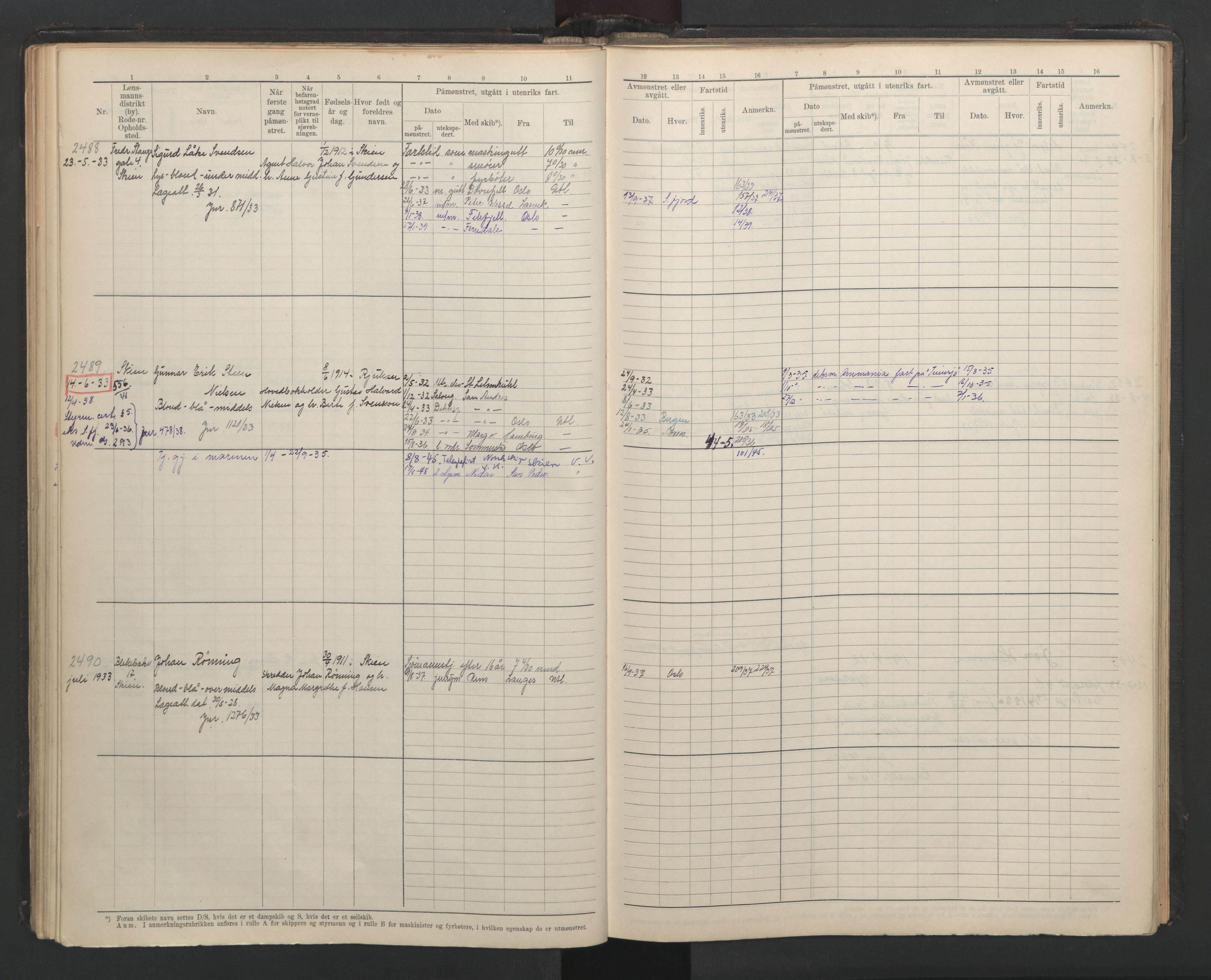 Skien innrulleringskontor, SAKO/A-832/F/Fb/L0008: Hovedrulle, 1927-1948, s. 90