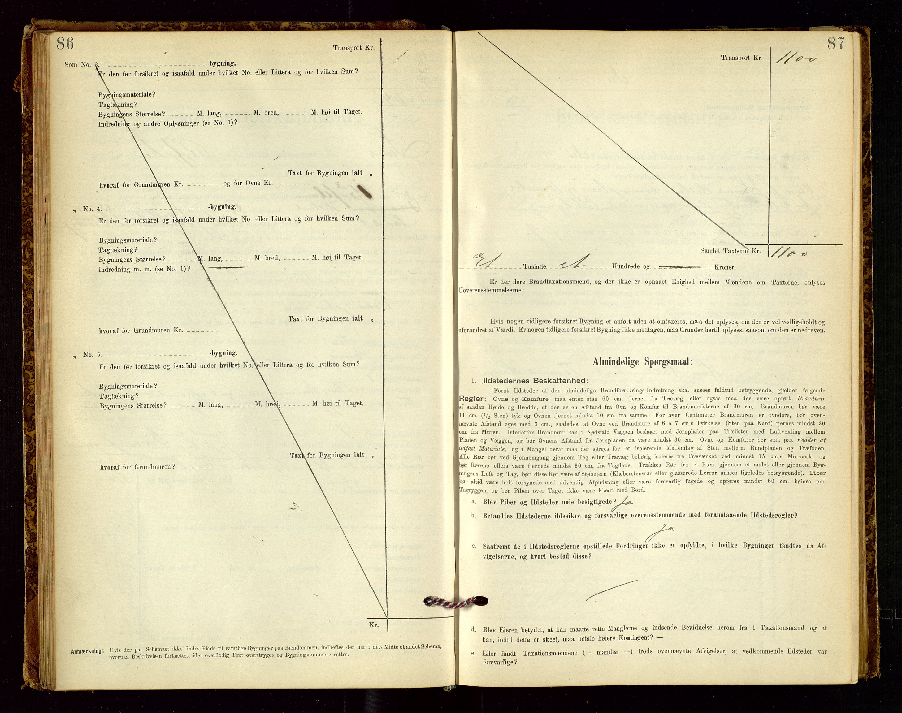 Sand lensmannskontor, AV/SAST-A-100415/Goc/L0001: "Brandtaxationsprotokol", 1895-1935, s. 86-87