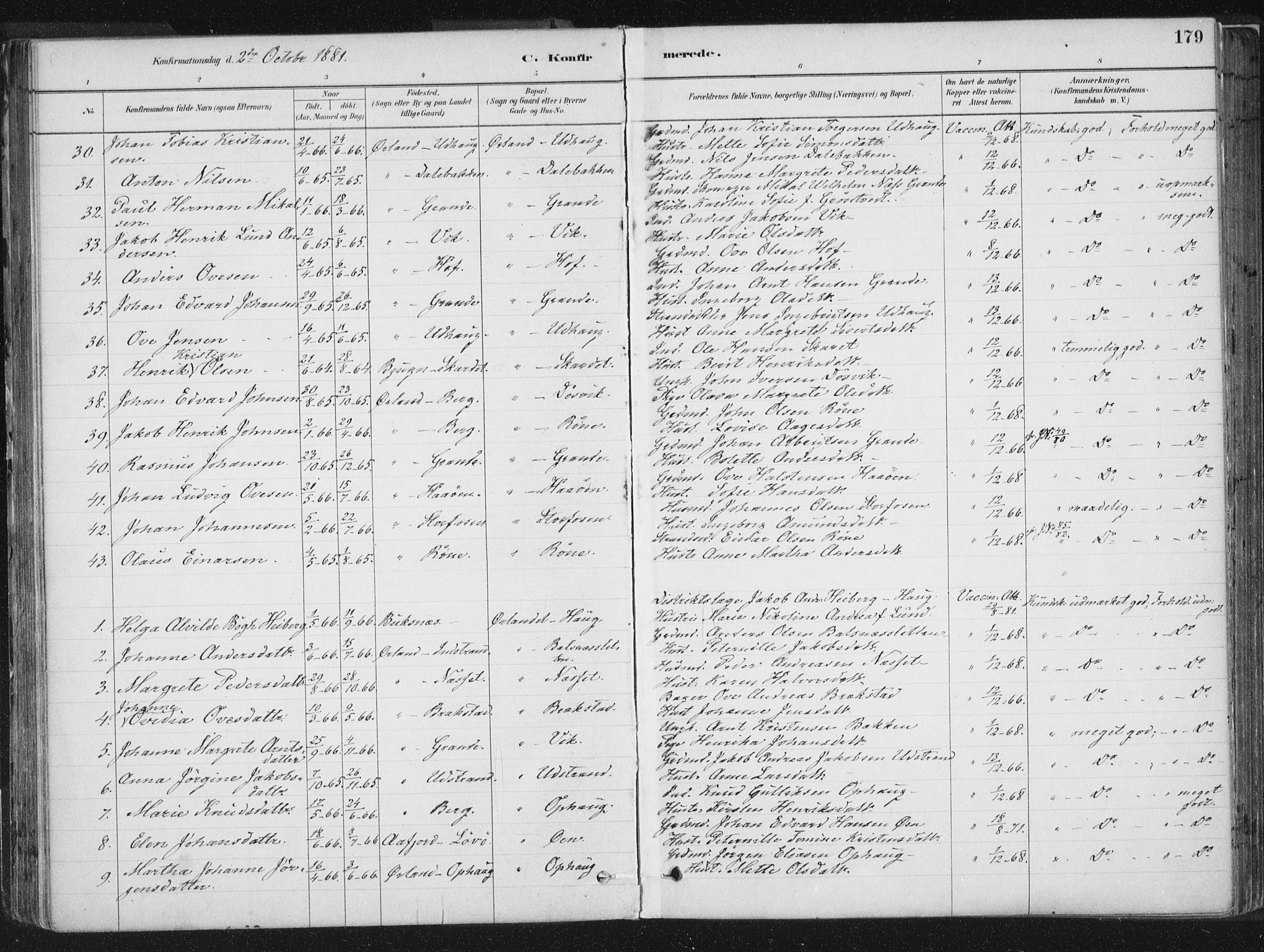 Ministerialprotokoller, klokkerbøker og fødselsregistre - Sør-Trøndelag, SAT/A-1456/659/L0739: Ministerialbok nr. 659A09, 1879-1893, s. 179