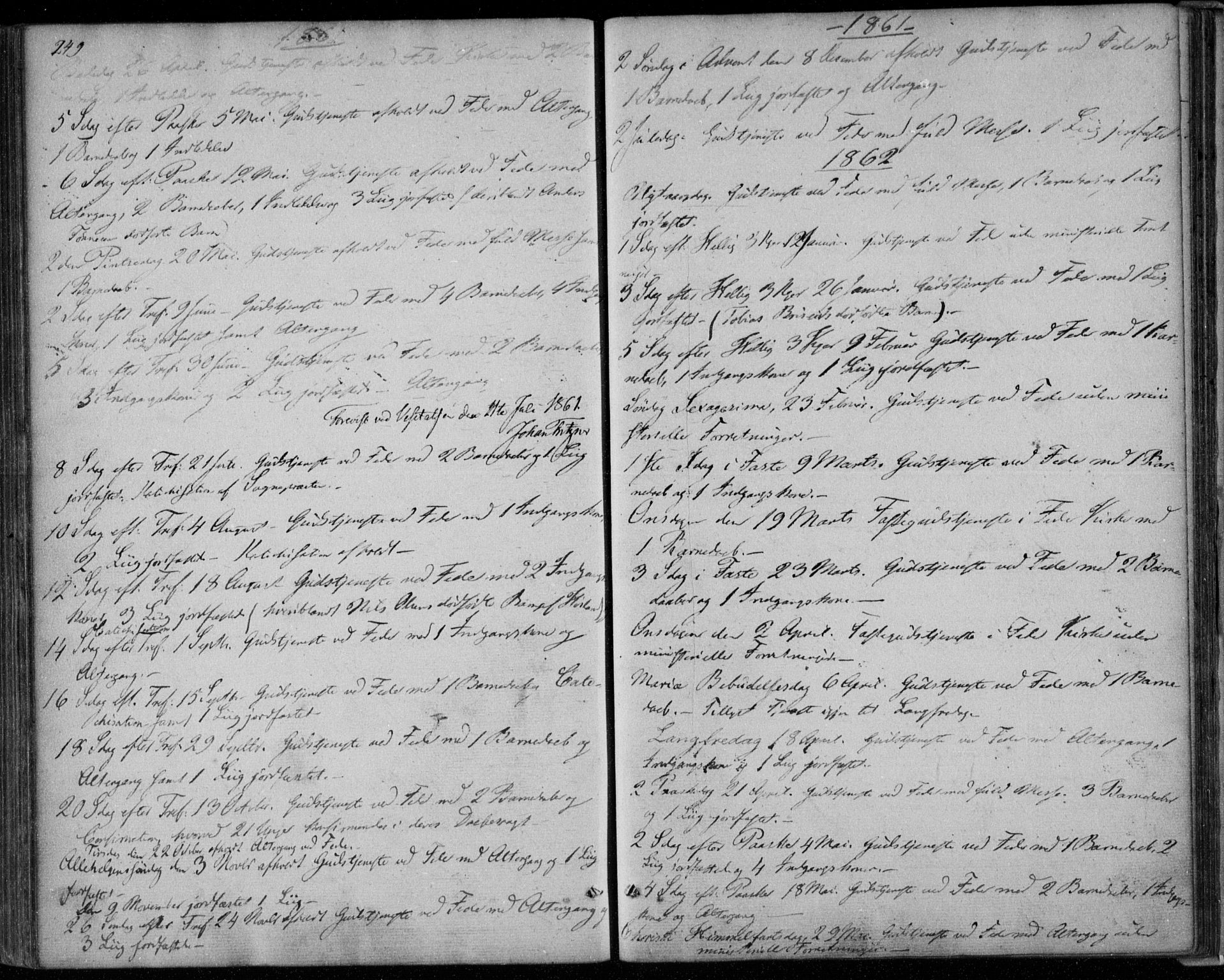 Kvinesdal sokneprestkontor, SAK/1111-0026/F/Fa/Faa/L0002: Ministerialbok nr. A 2, 1850-1876, s. 249