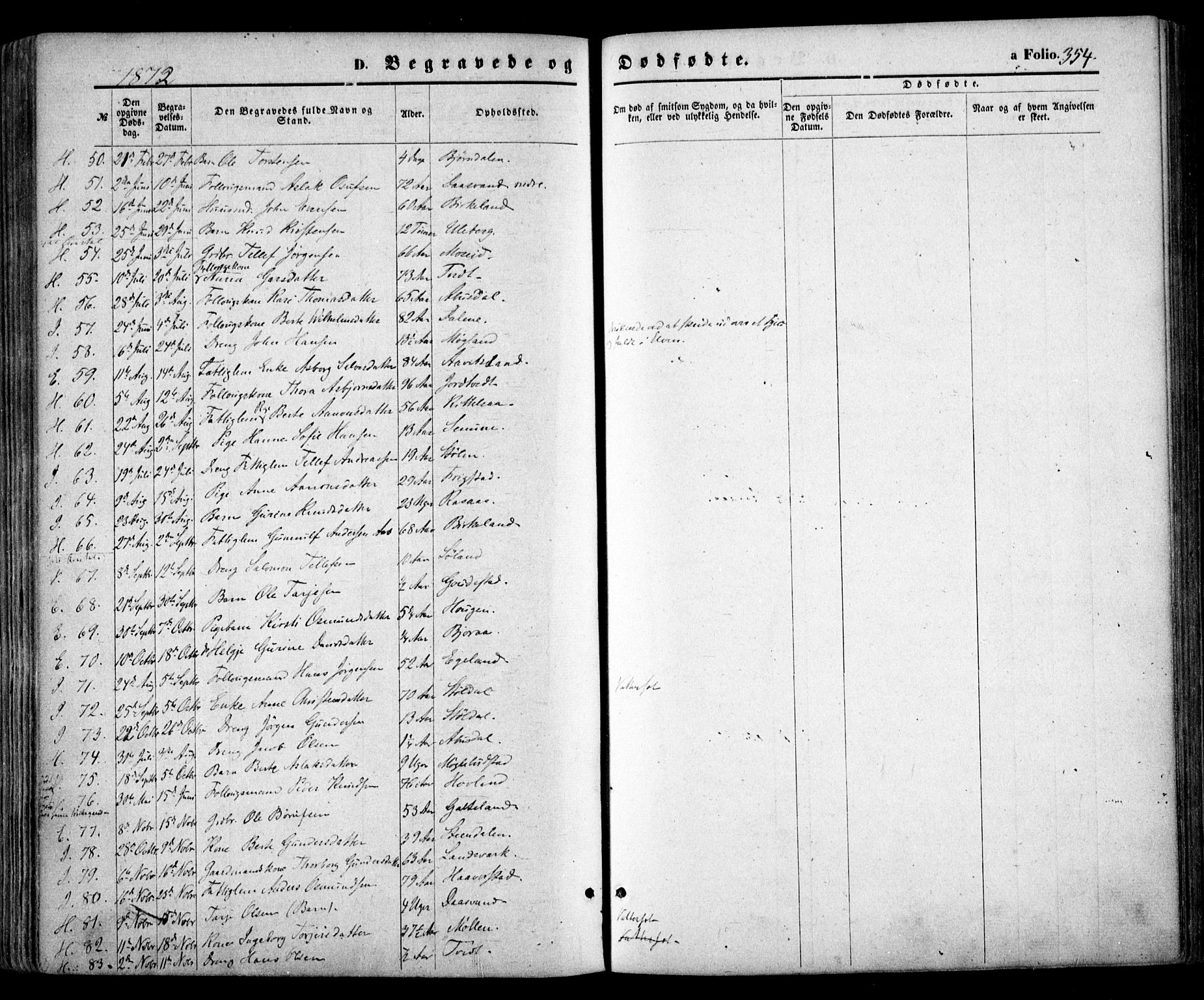 Evje sokneprestkontor, AV/SAK-1111-0008/F/Fa/Faa/L0006: Ministerialbok nr. A 6, 1866-1884, s. 354