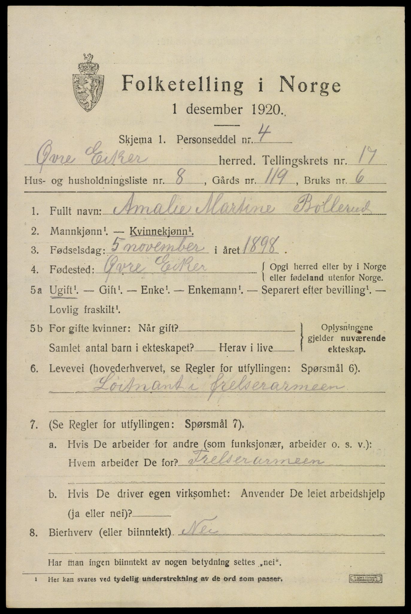 SAKO, Folketelling 1920 for 0624 Øvre Eiker herred, 1920, s. 21424