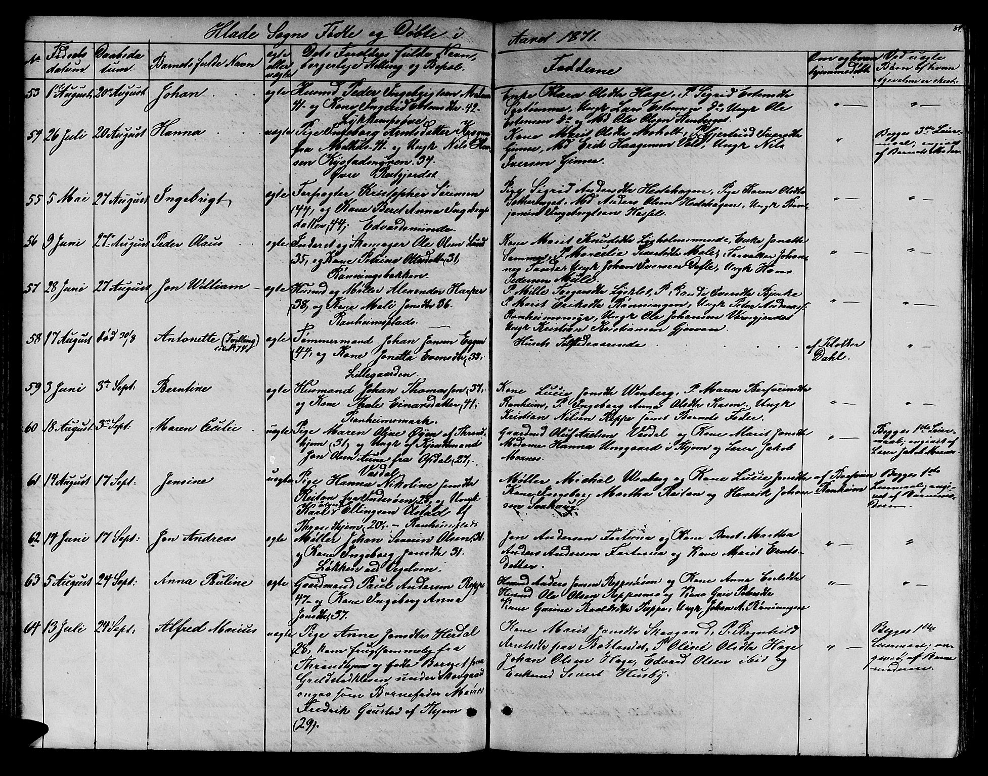Ministerialprotokoller, klokkerbøker og fødselsregistre - Sør-Trøndelag, SAT/A-1456/606/L0311: Klokkerbok nr. 606C07, 1860-1877, s. 81