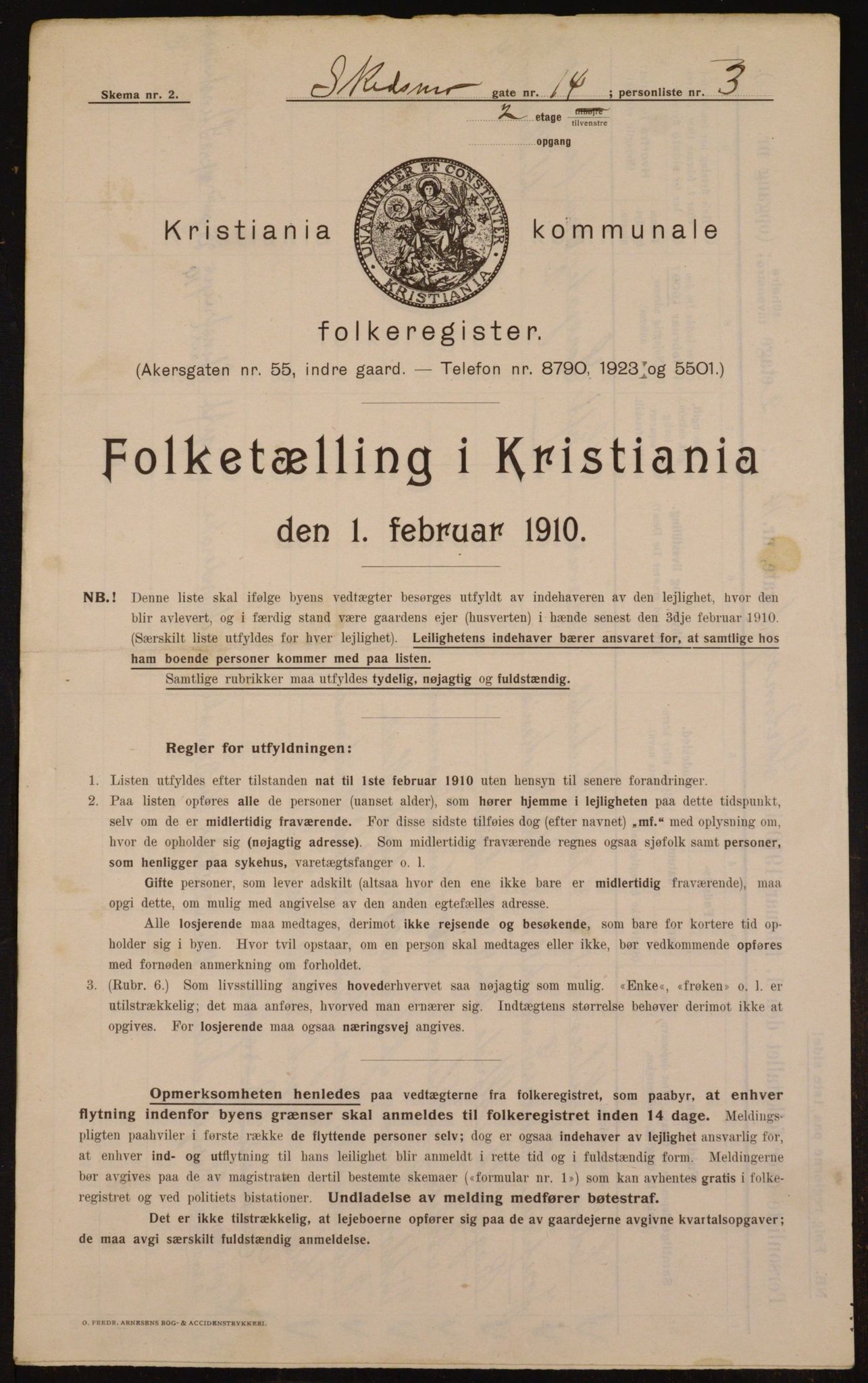 OBA, Kommunal folketelling 1.2.1910 for Kristiania, 1910, s. 91009