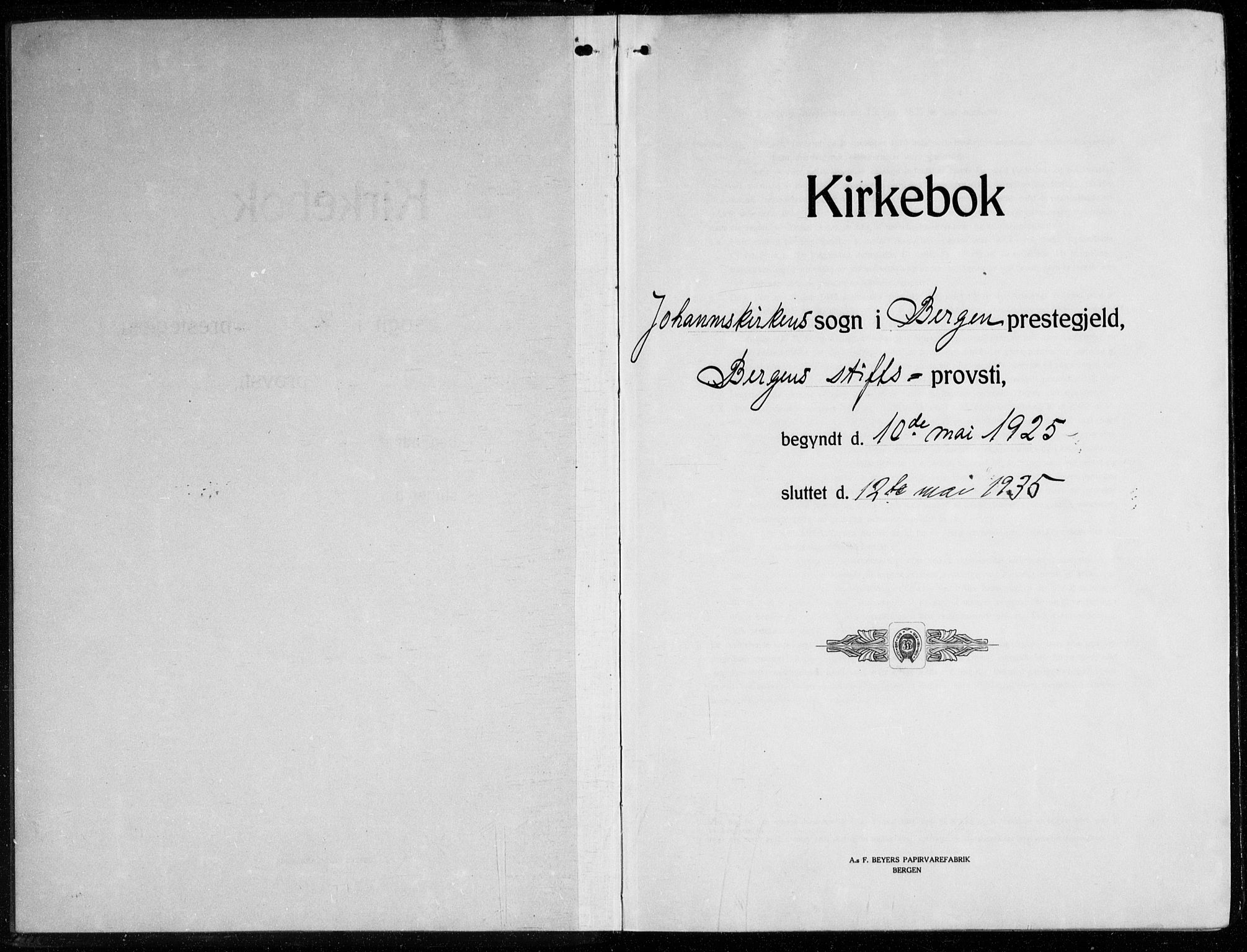 Johanneskirken sokneprestembete, SAB/A-76001/H/Haa/L0010: Ministerialbok nr. C 3, 1925-1935