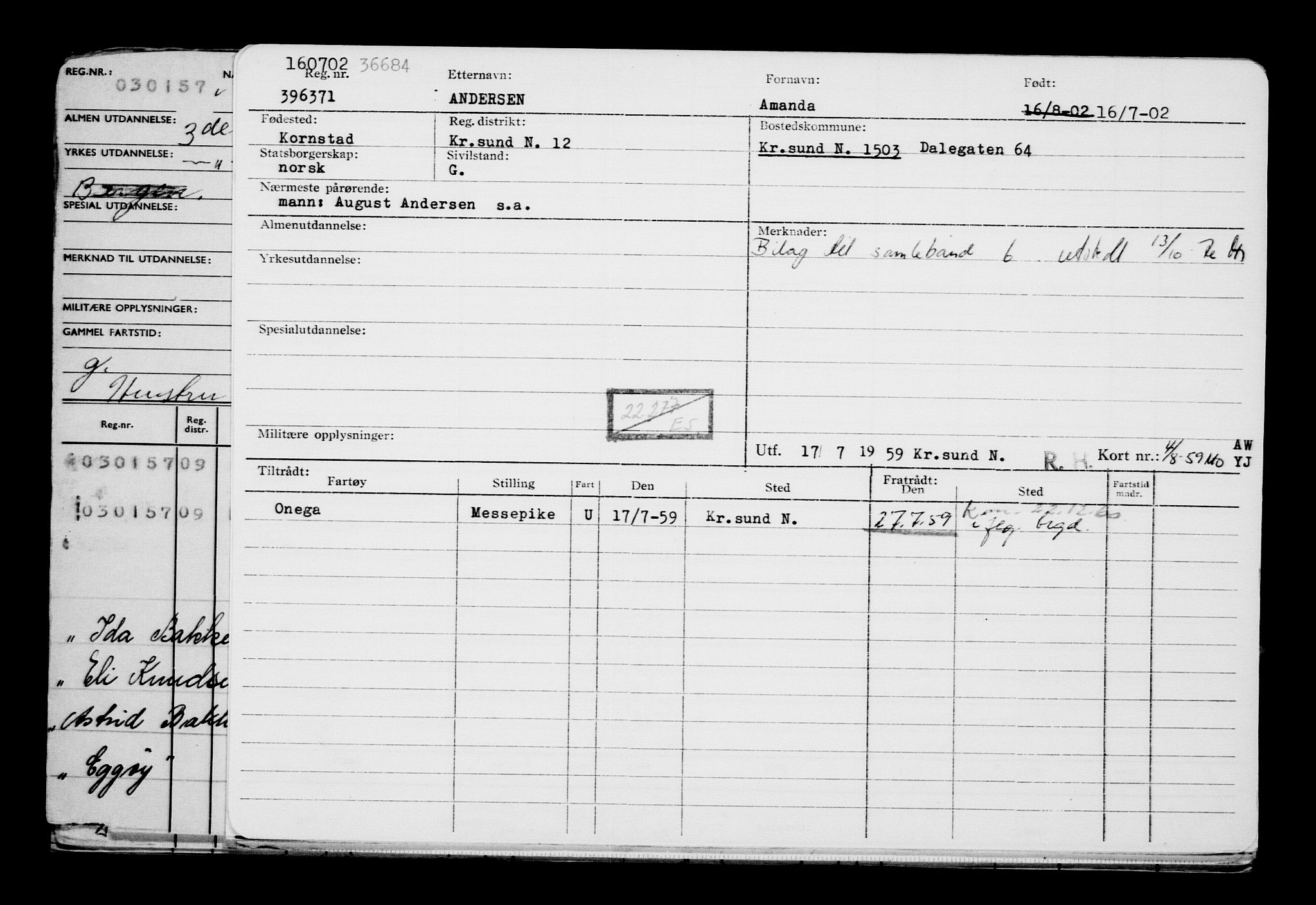 Direktoratet for sjømenn, RA/S-3545/G/Gb/L0045: Hovedkort, 1902, s. 148