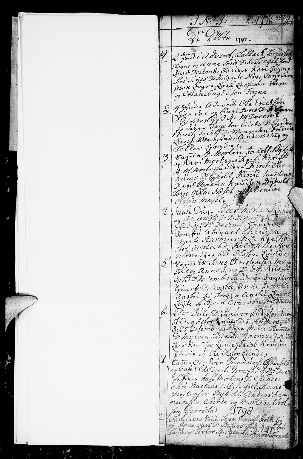 Gjerstad sokneprestkontor, SAK/1111-0014/F/Fb/Fba/L0001: Klokkerbok nr. B 1, 1797-1816, s. 0-1