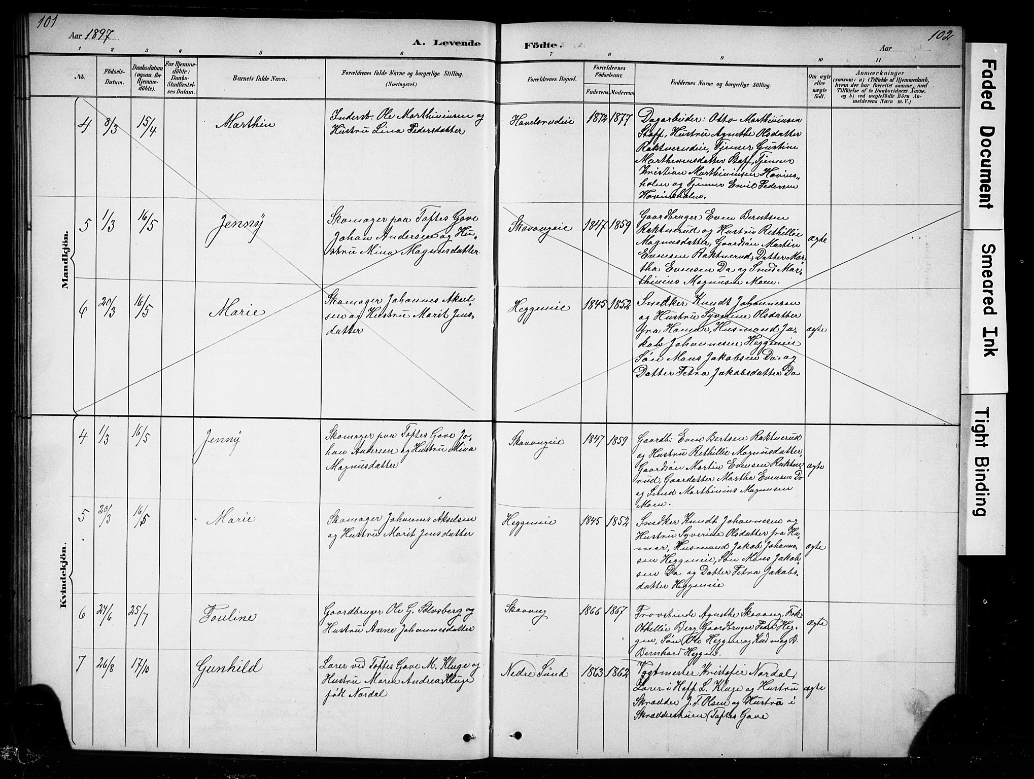 Nes prestekontor, Hedmark, AV/SAH-PREST-020/L/La/L0016: Klokkerbok nr. 16, 1883-1900, s. 101-102