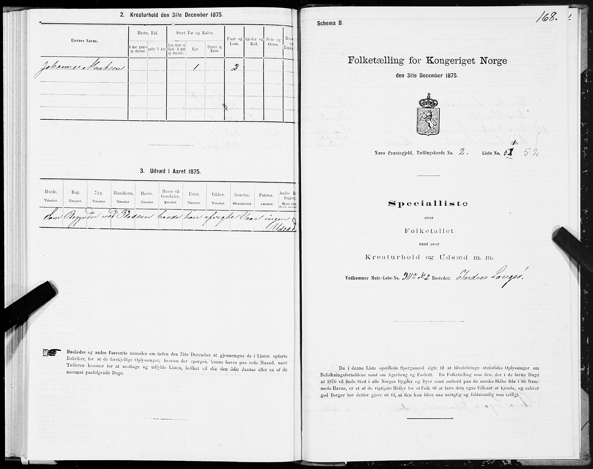 SAT, Folketelling 1875 for 1751P Nærøy prestegjeld, 1875, s. 1168