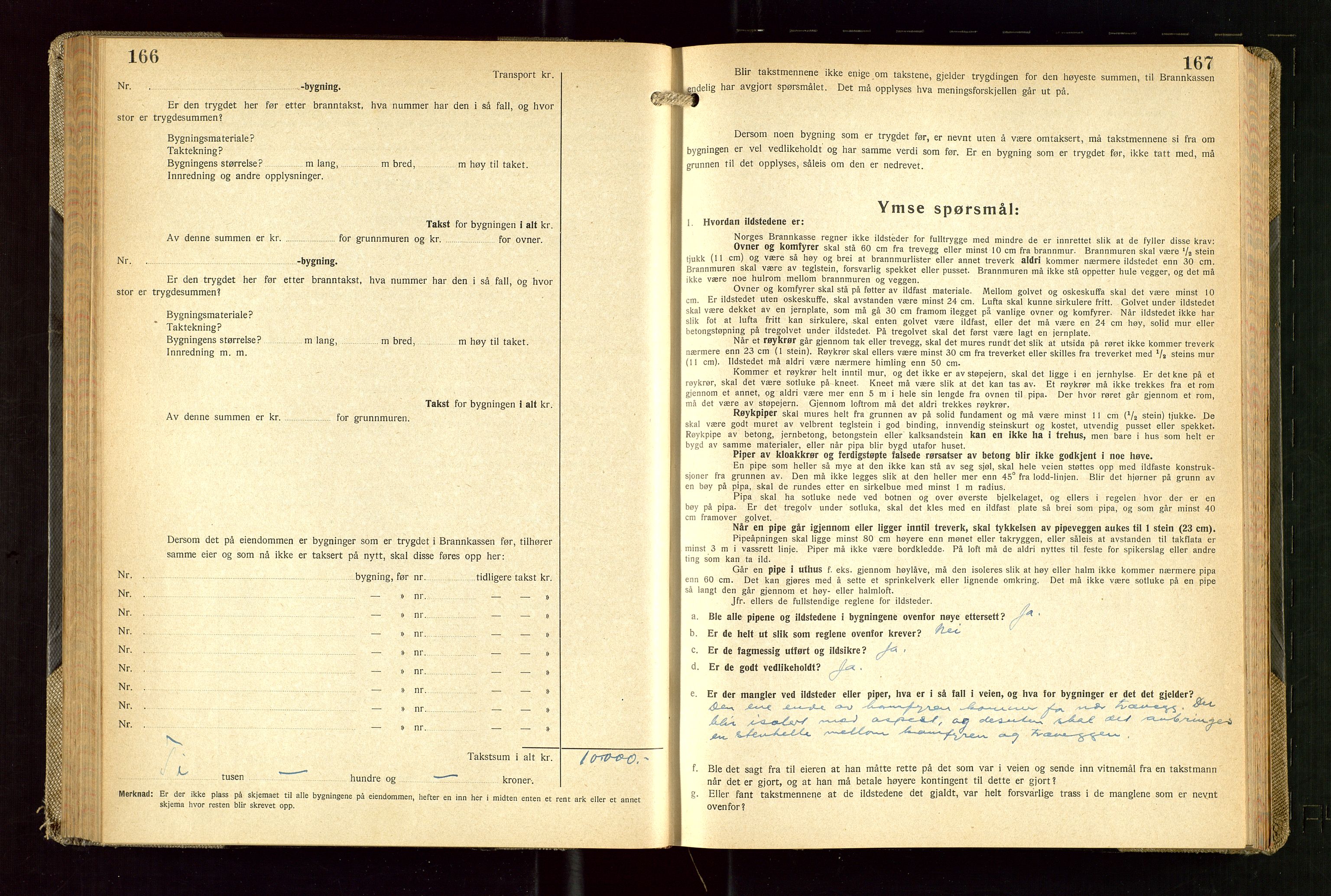 Skudenes lensmannskontor, AV/SAST-A-100444/Gob/L0003: "Brandtakstprotokoll", 1942-1954, s. 166-167