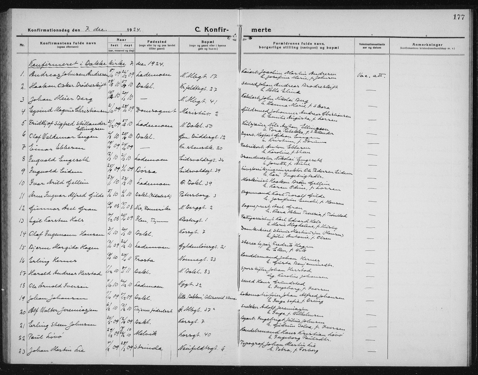 Ministerialprotokoller, klokkerbøker og fødselsregistre - Sør-Trøndelag, AV/SAT-A-1456/604/L0227: Klokkerbok nr. 604C10, 1923-1942, s. 177