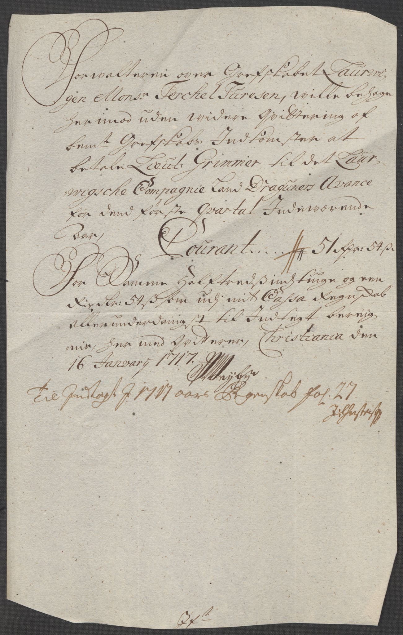 Rentekammeret inntil 1814, Reviderte regnskaper, Fogderegnskap, RA/EA-4092/R33/L1987: Fogderegnskap Larvik grevskap, 1716-1717, s. 547