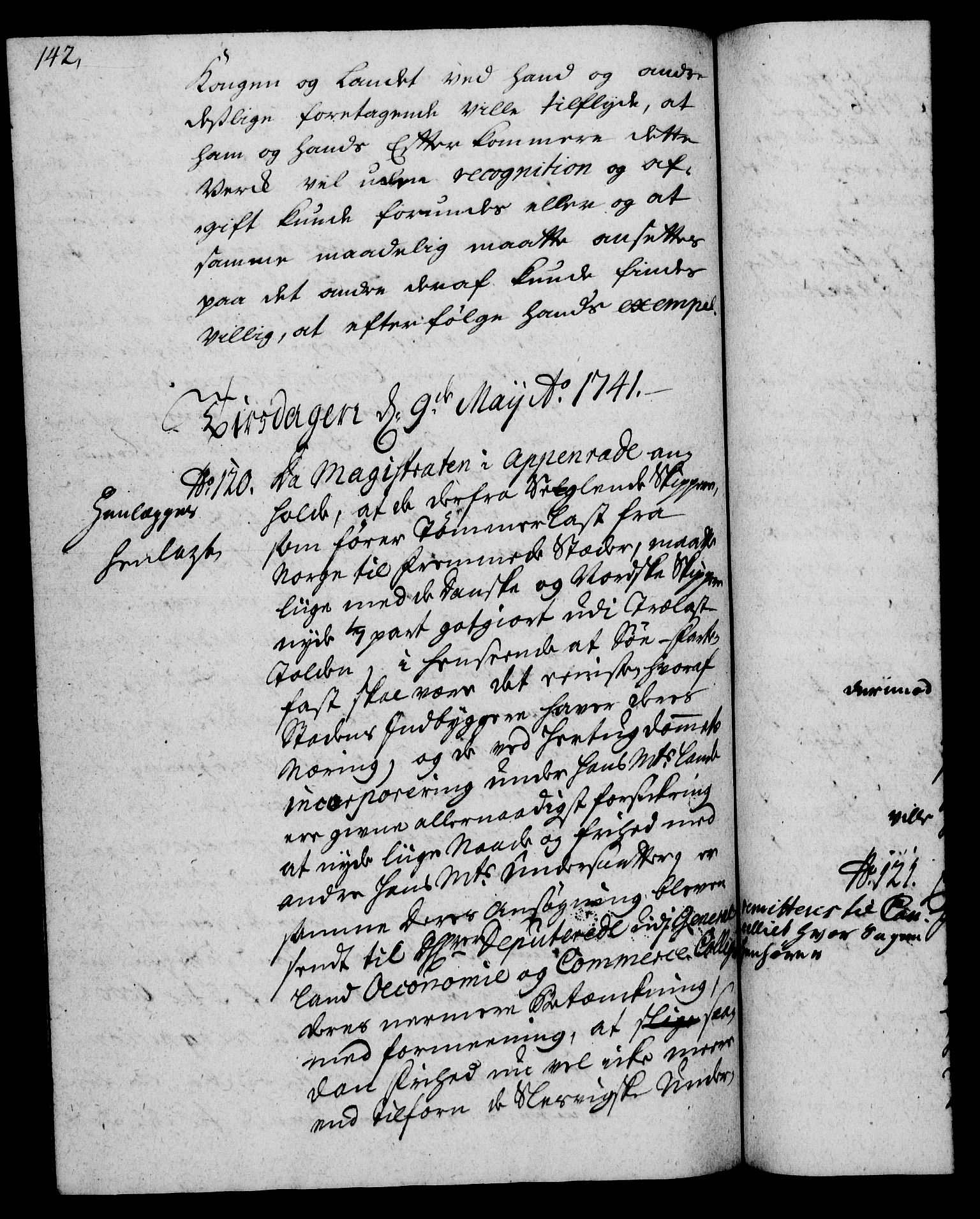 Rentekammeret, Kammerkanselliet, RA/EA-3111/G/Gh/Gha/L0023: Norsk ekstraktmemorialprotokoll (merket RK 53.68), 1741-1742, s. 142