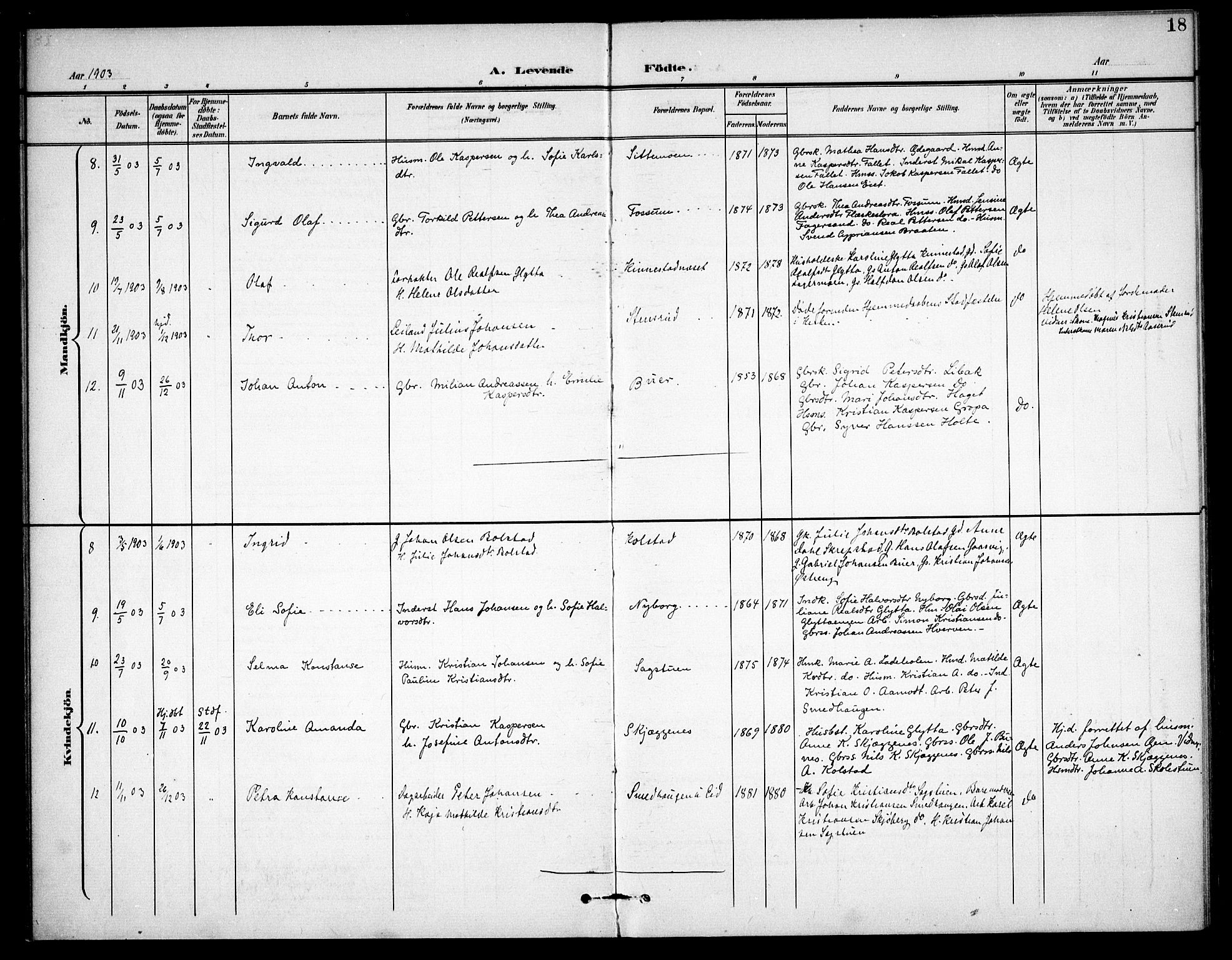 Høland prestekontor Kirkebøker, AV/SAO-A-10346a/F/Fc/L0003: Ministerialbok nr. III 3, 1897-1911, s. 18