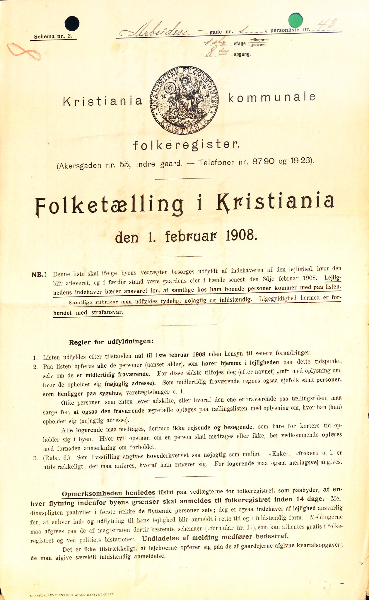 OBA, Kommunal folketelling 1.2.1908 for Kristiania kjøpstad, 1908, s. 1641