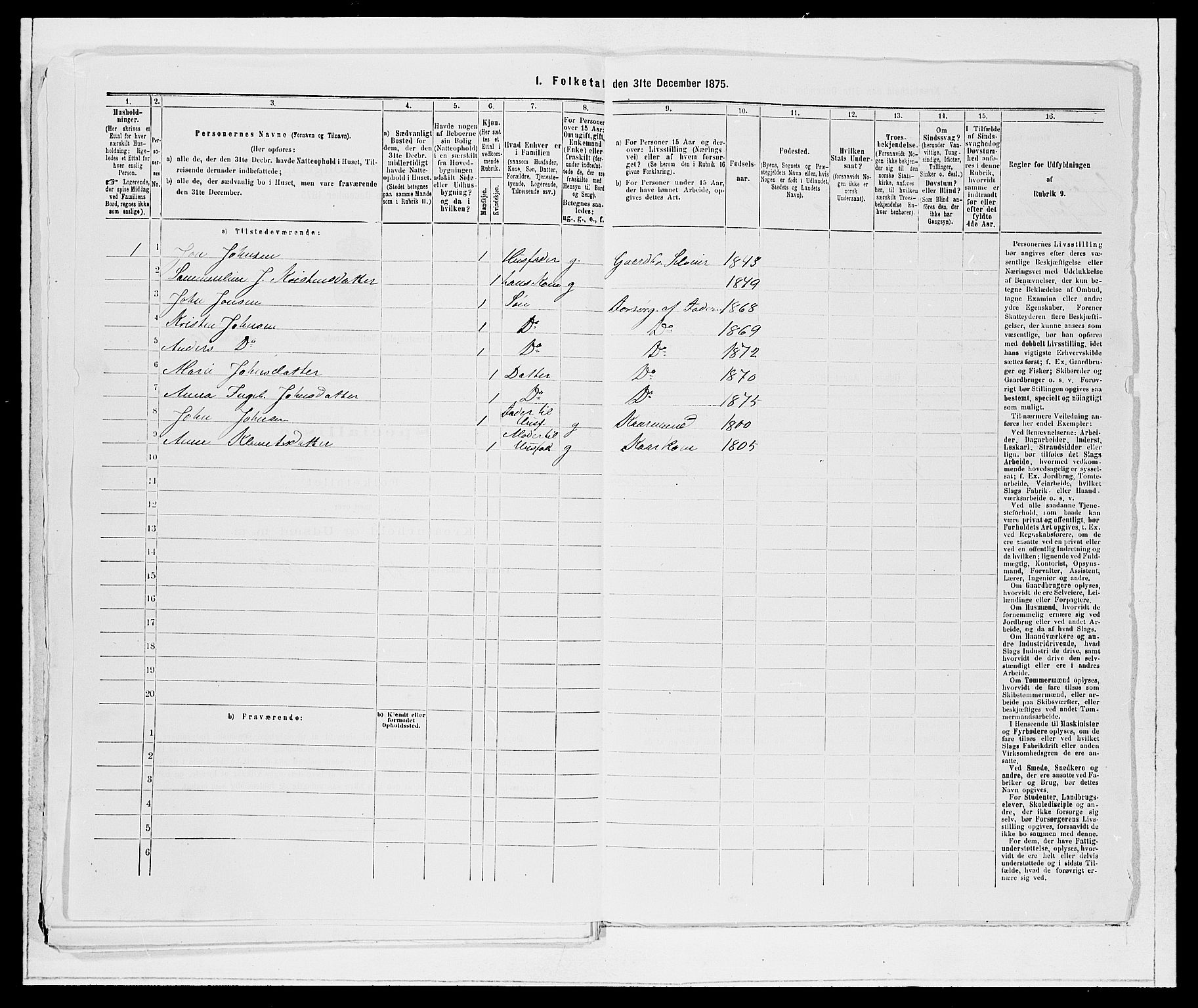 SAB, Folketelling 1875 for 1443P Eid prestegjeld, 1875, s. 105