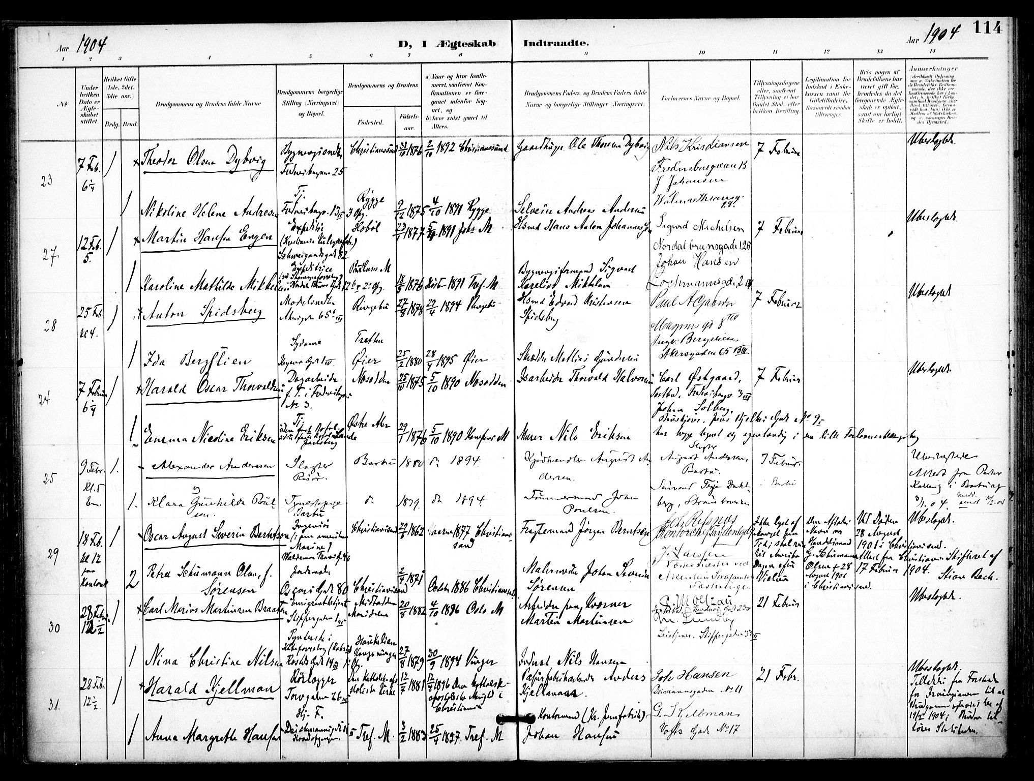 Trefoldighet prestekontor Kirkebøker, AV/SAO-A-10882/F/Fc/L0005: Ministerialbok nr. III 5, 1900-1908, s. 114